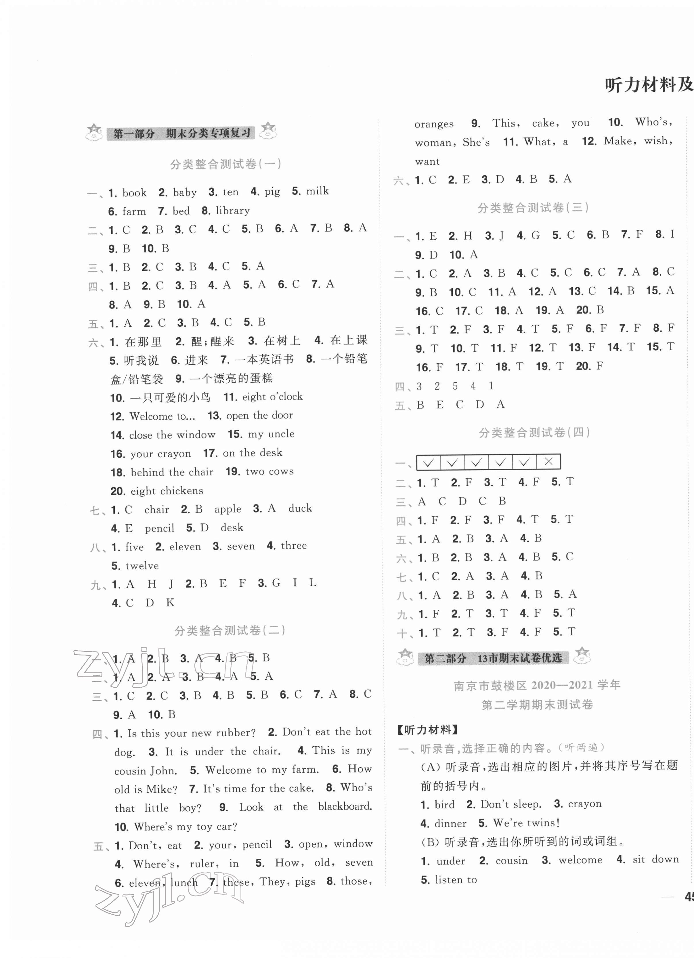 2022年小天才期末復習與13市試卷優選三年級英語下冊譯林版 第1頁