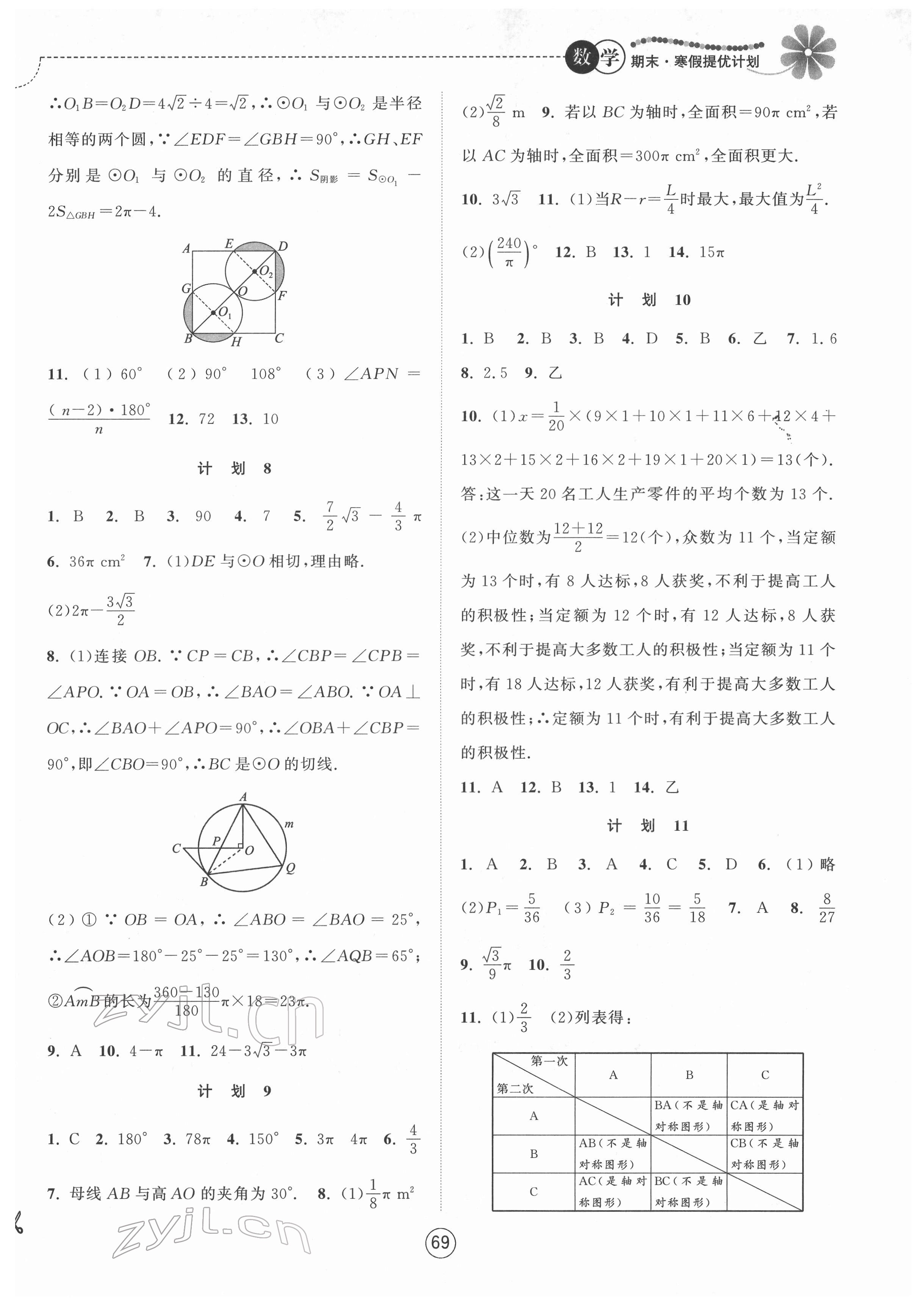 2022年期末寒假提优计划九年级数学苏科版 第3页