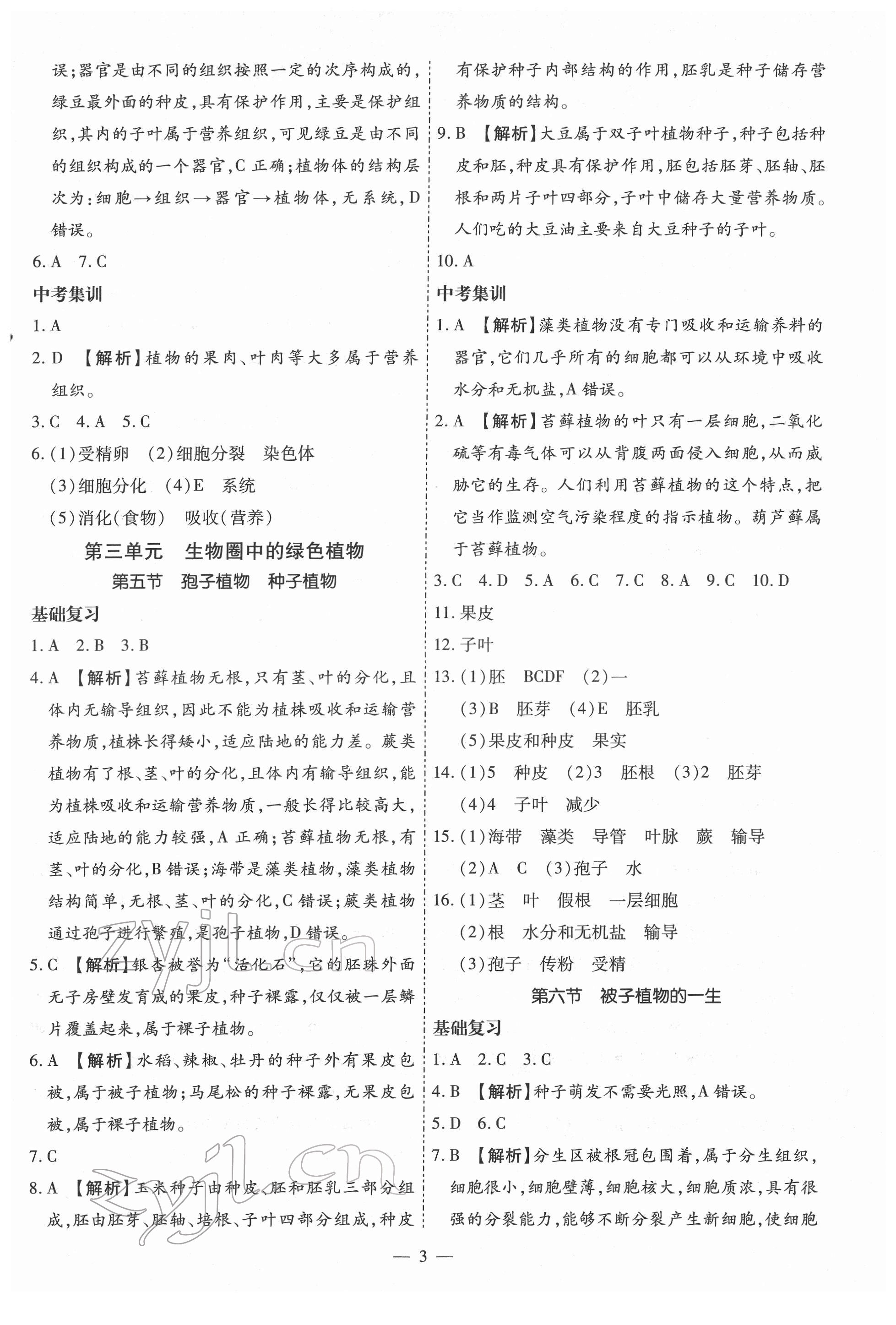 2022年中考123基礎(chǔ)章節(jié)總復(fù)習(xí)生物龍東專版 第3頁(yè)