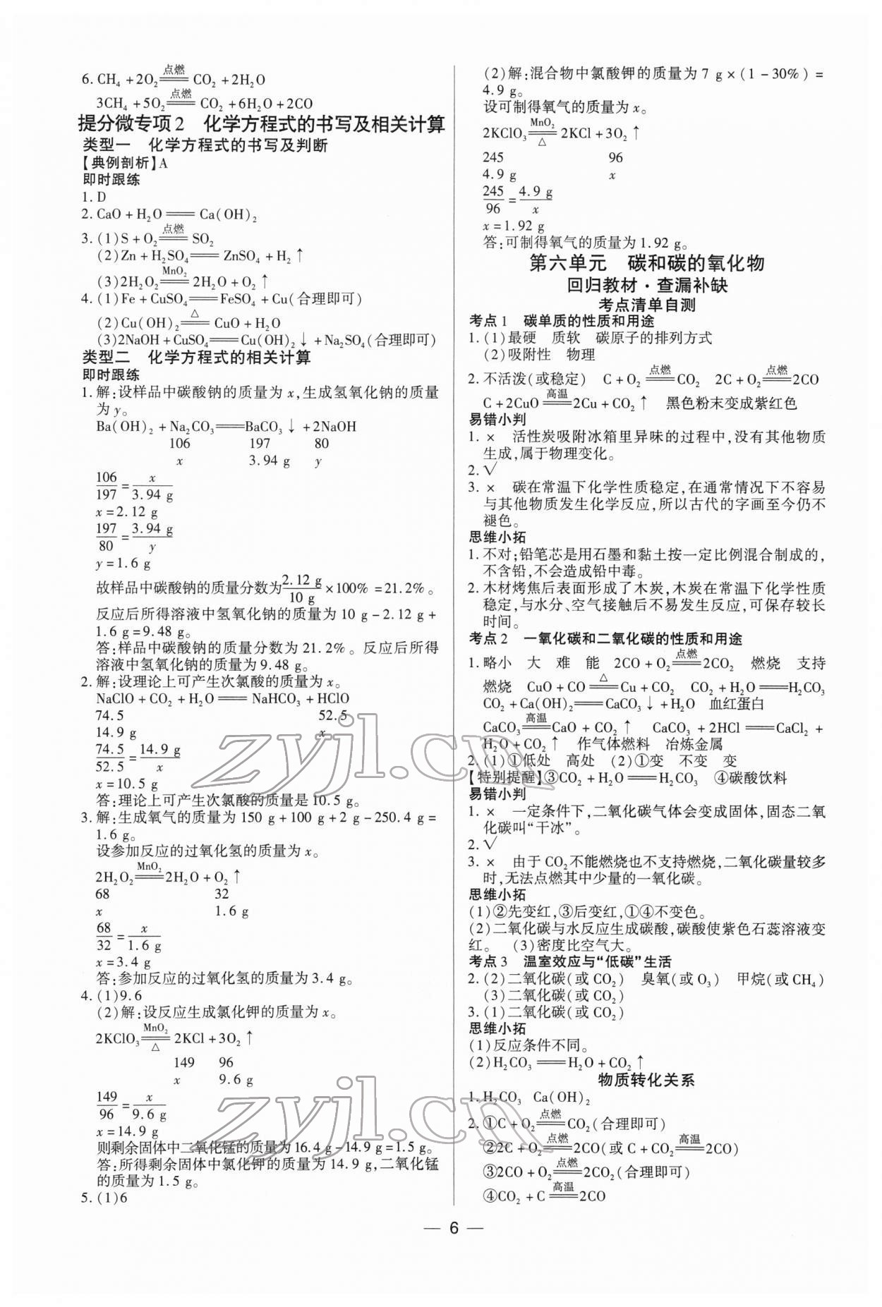 2022年中考通化學(xué)河南專版 參考答案第6頁