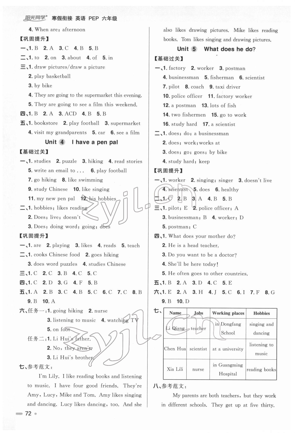 2022年陽光同學寒假銜接六年級英語下冊人教PEP版 第2頁