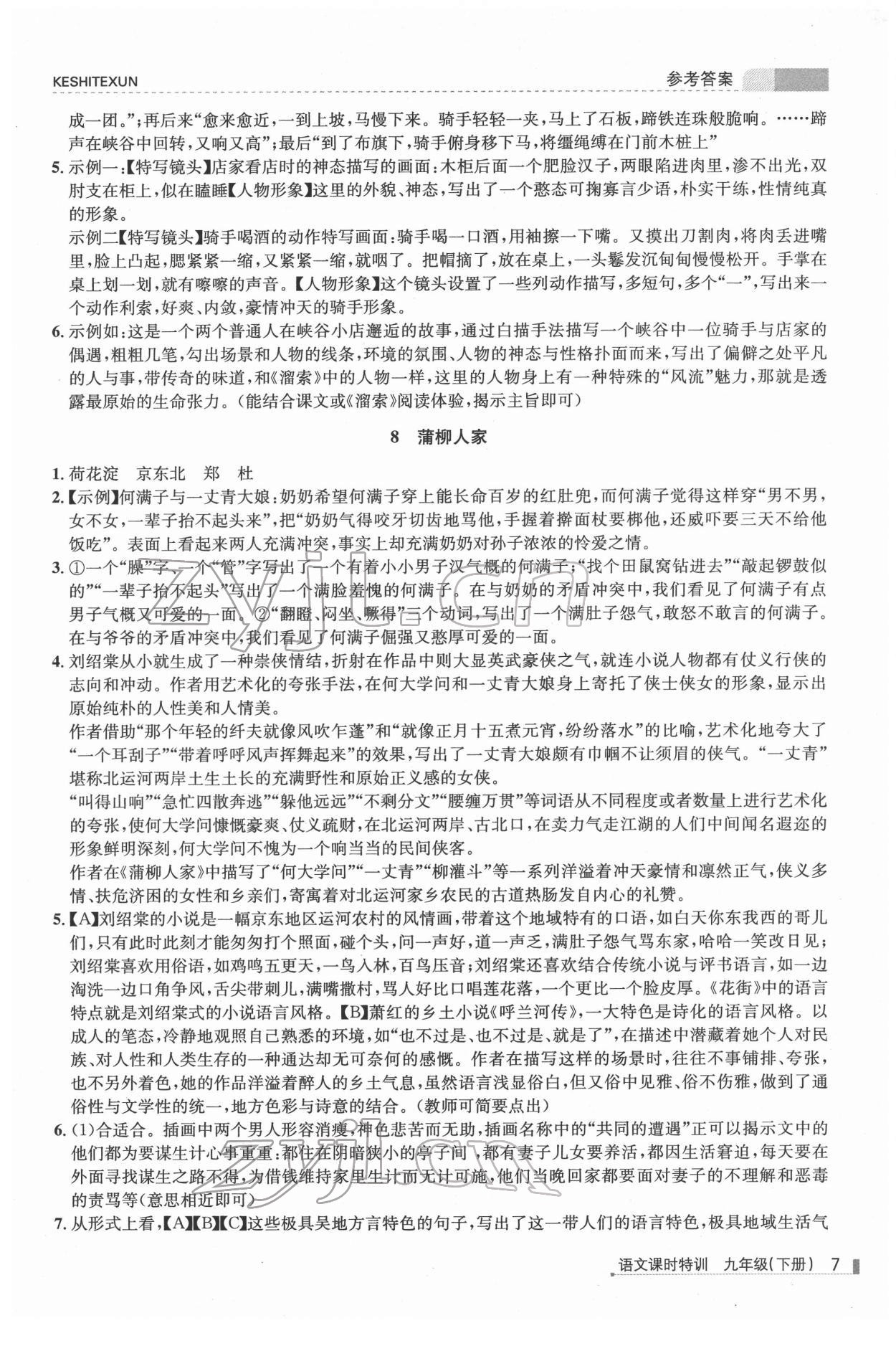 2022年浙江新課程三維目標(biāo)測評(píng)課時(shí)特訓(xùn)九年級(jí)語文下冊(cè)人教版 第7頁