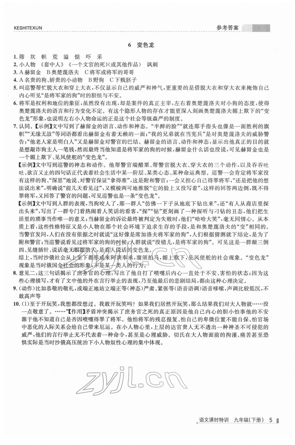 2022年浙江新課程三維目標(biāo)測評課時特訓(xùn)九年級語文下冊人教版 第5頁