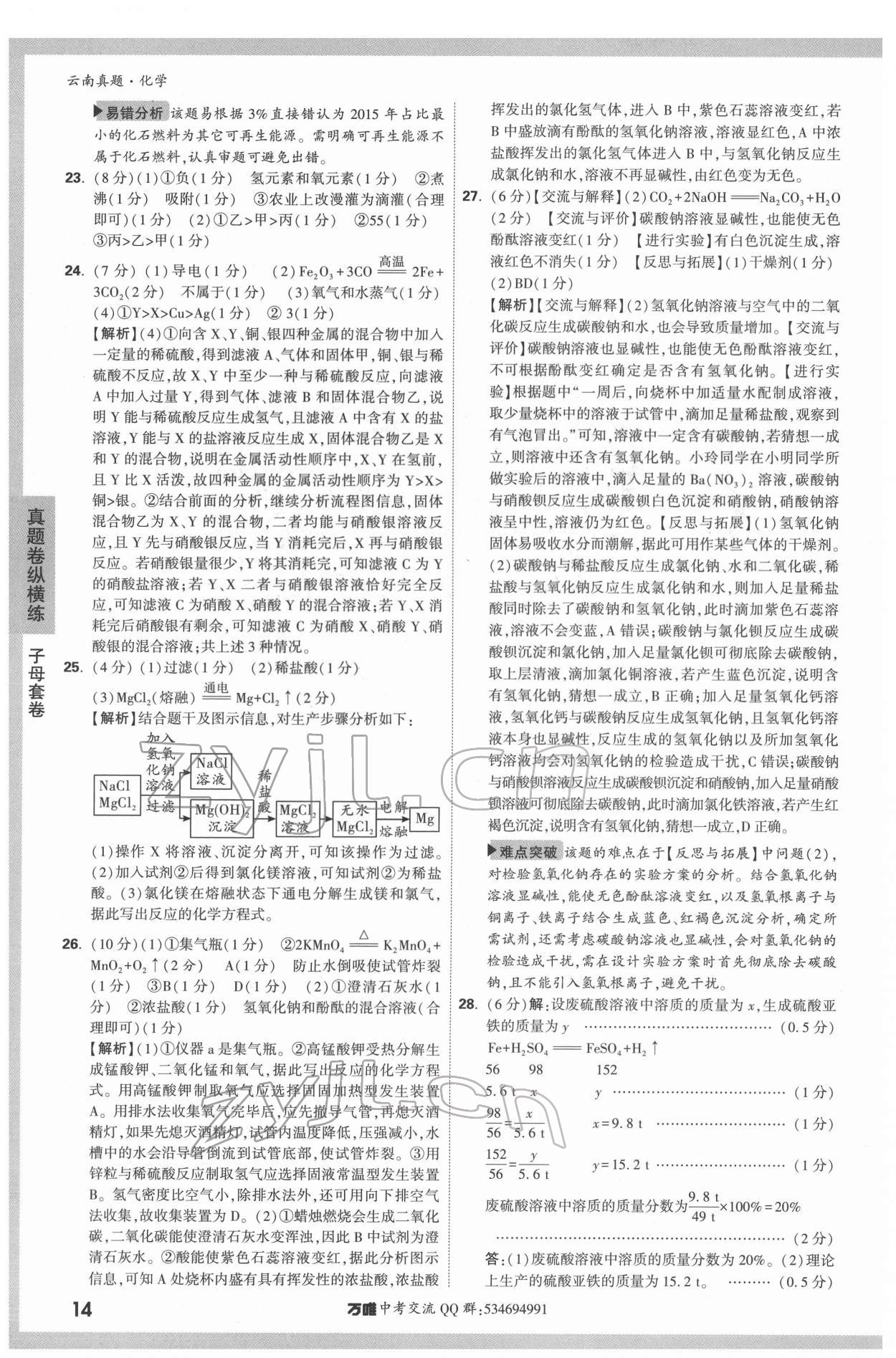 2022年萬唯中考云南真題化學 第14頁