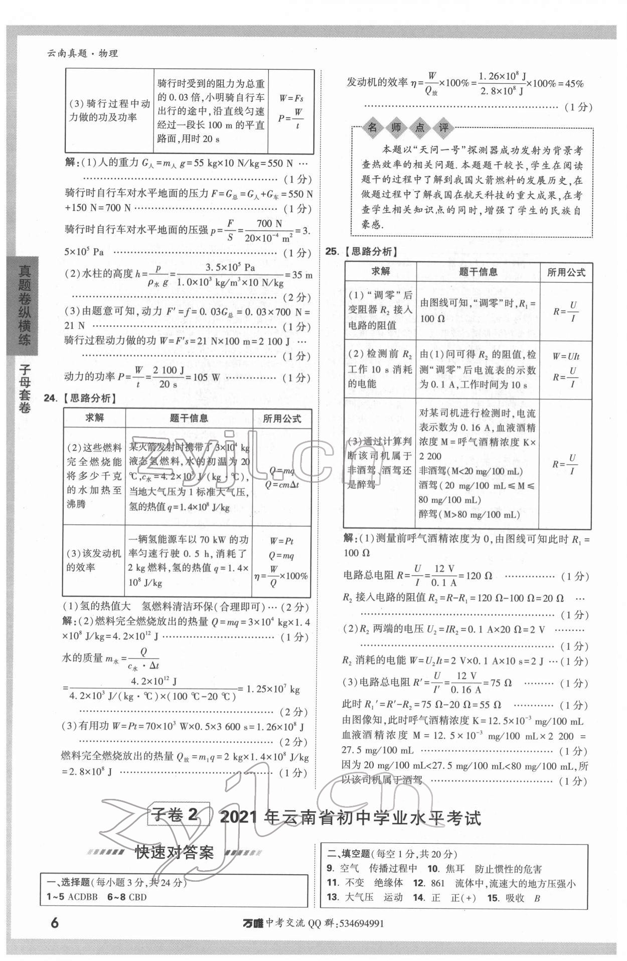 2022年萬唯中考云南真題物理 第6頁