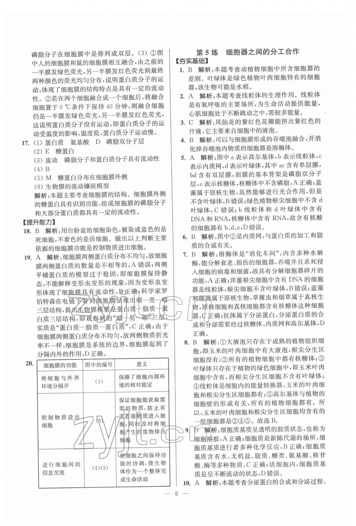 2022年寒假好幫手高一生物人教版江蘇專版 第6頁