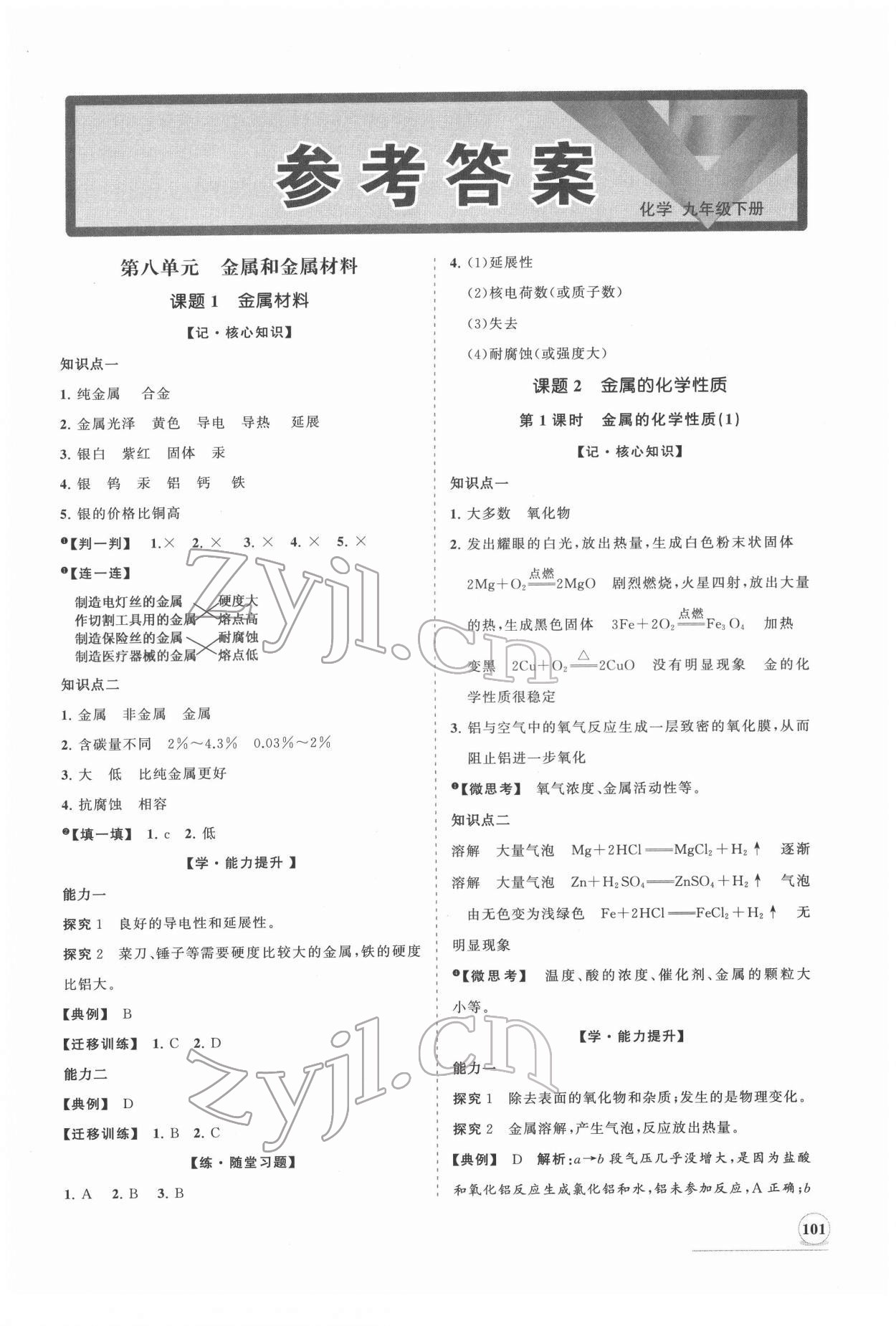 2022年新課程同步練習(xí)冊(cè)九年級(jí)化學(xué)下冊(cè)人教版 第1頁(yè)