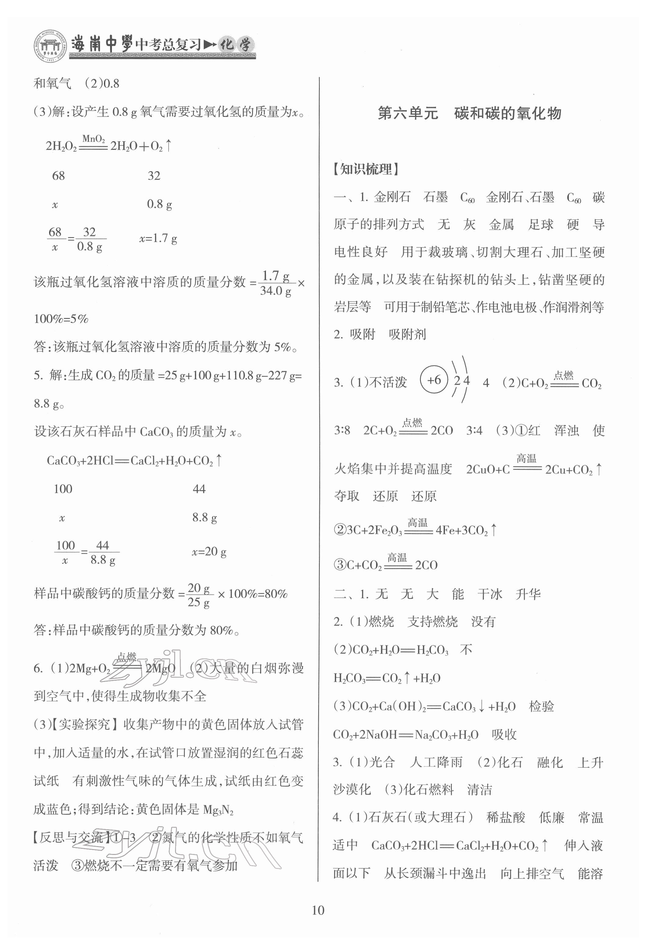 2022年海南中學(xué)中考總復(fù)習(xí)化學(xué)人教版 第10頁(yè)