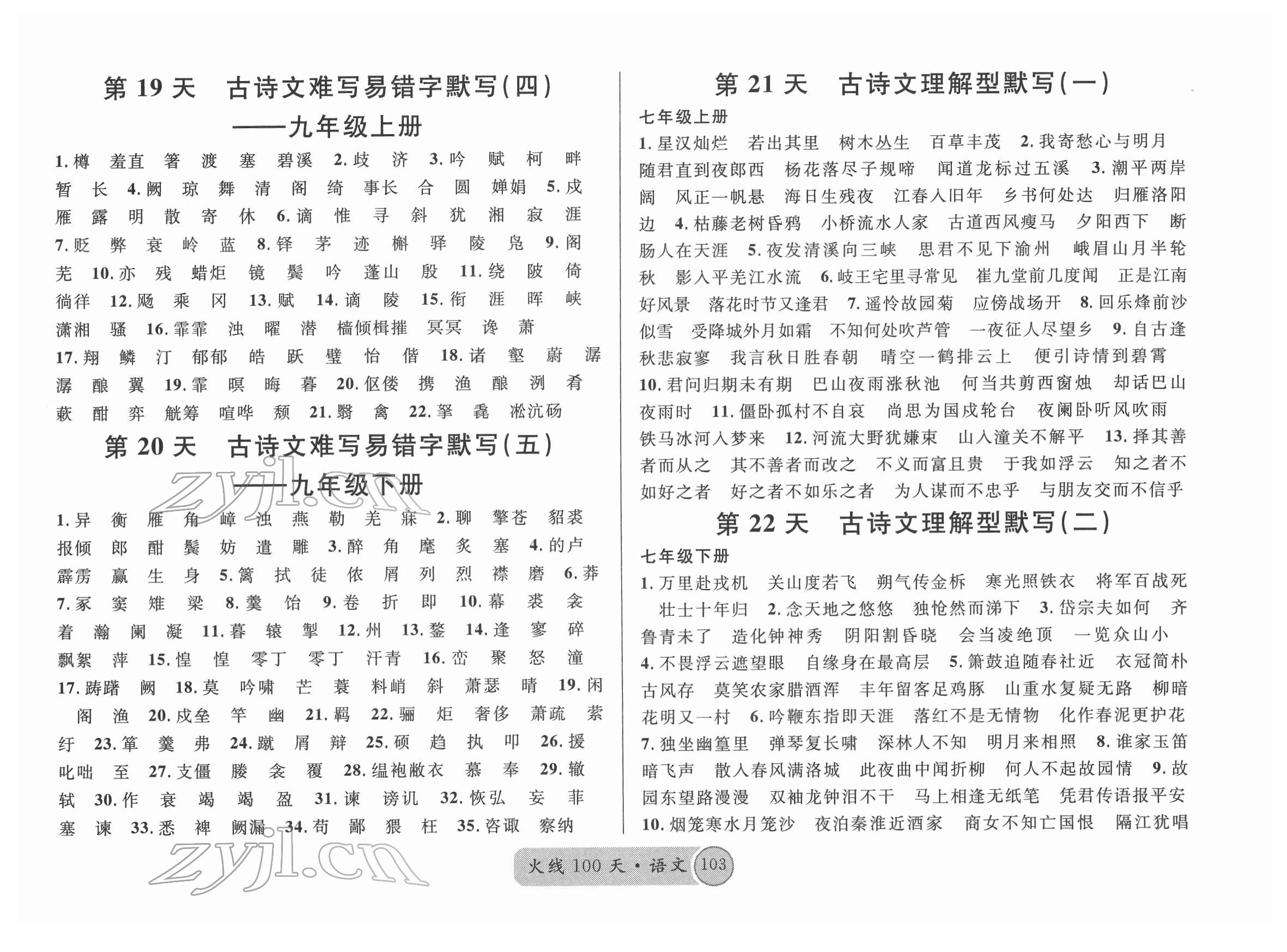 2022年火線100天語(yǔ)文德陽(yáng)專(zhuān)版 參考答案第12頁(yè)