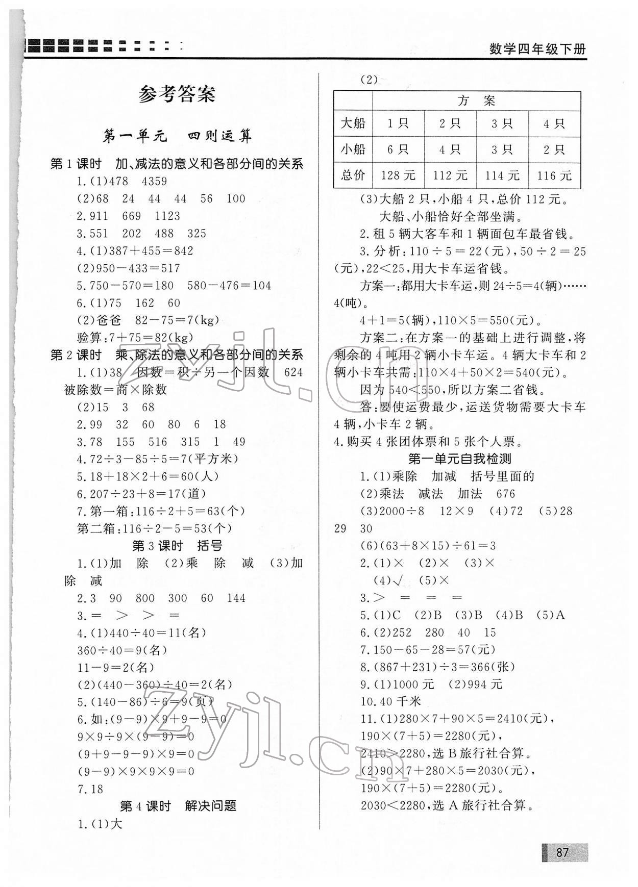 2022年花山小狀元學(xué)習(xí)力提升達(dá)標(biāo)四年級數(shù)學(xué)下冊人教版 第1頁