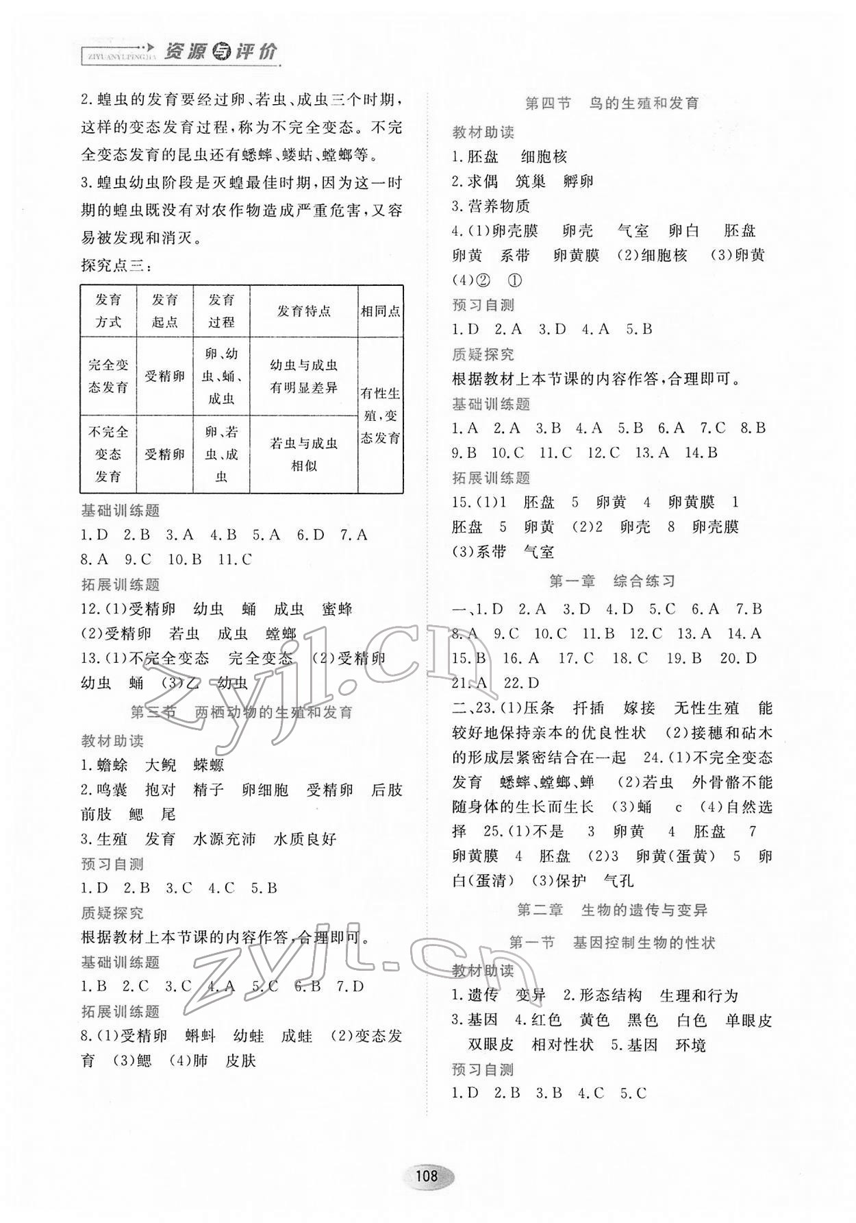 2022年資源與評(píng)價(jià)黑龍江教育出版社八年級(jí)生物下冊(cè)人教版大慶專版 第2頁(yè)