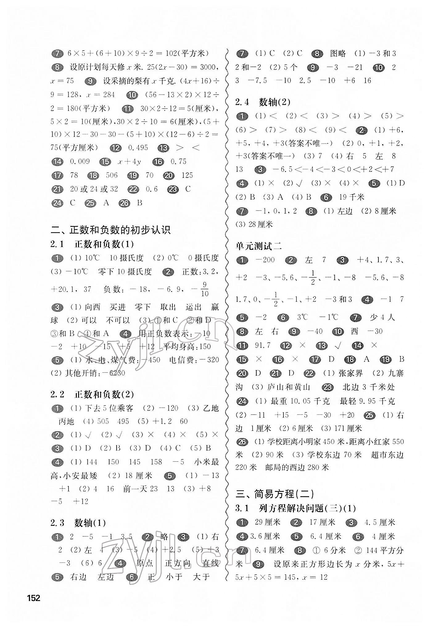 2022年華東師大版一課一練五年級(jí)數(shù)學(xué)第二學(xué)期滬教版五四制 參考答案第2頁