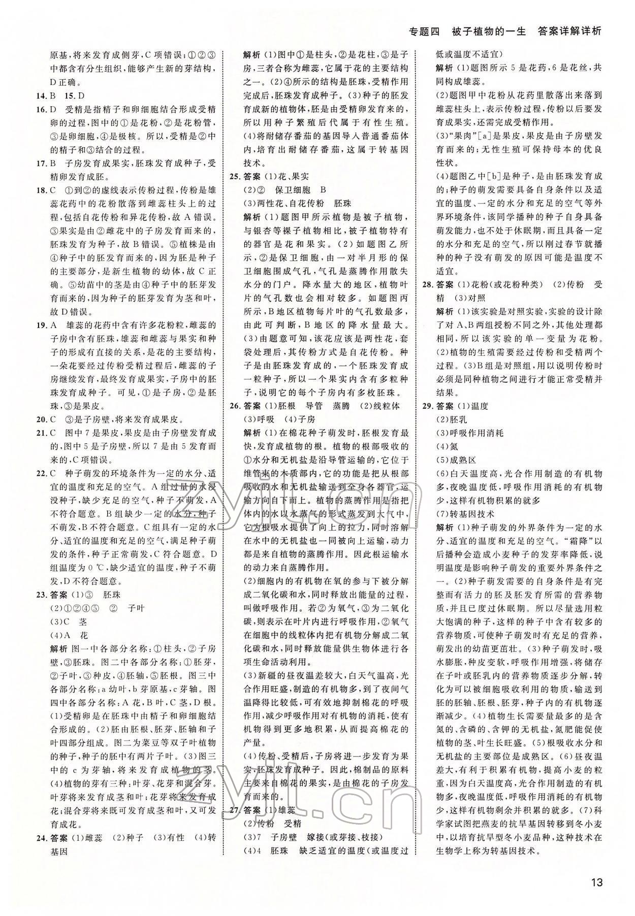 2022年中考高手生物 參考答案第13頁(yè)