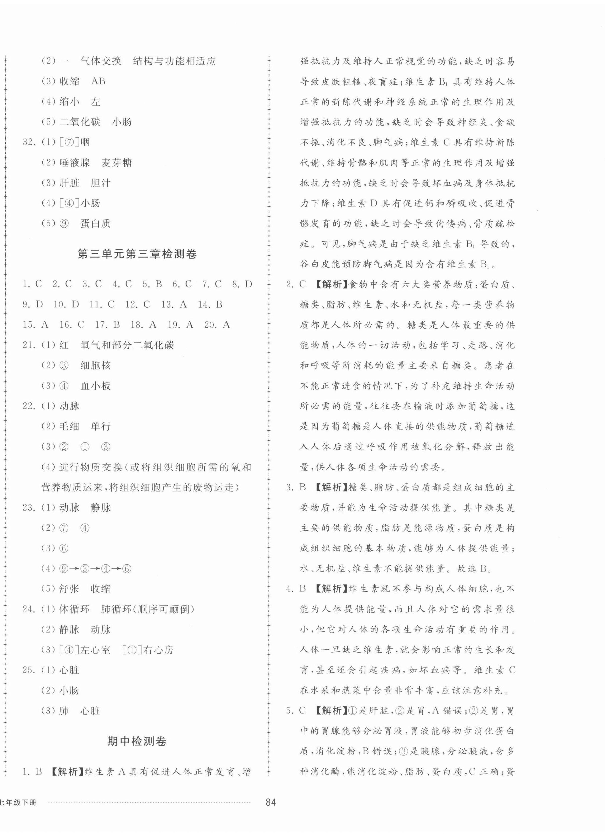 2022年同步练习册配套单元检测卷七年级生物下册济南版 第4页