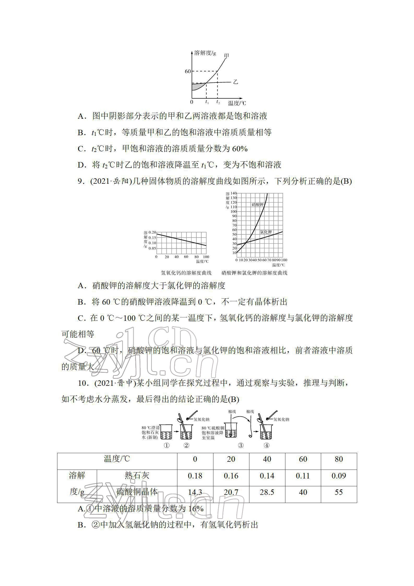 2022年中考復(fù)習(xí)指南長江少年兒童出版社化學(xué)中考人教版 參考答案第29頁