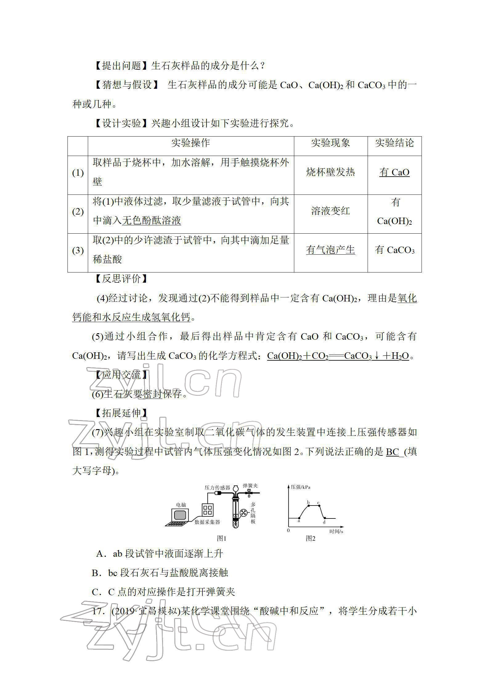 2022年中考復(fù)習(xí)指南長江少年兒童出版社化學(xué)中考人教版 參考答案第47頁