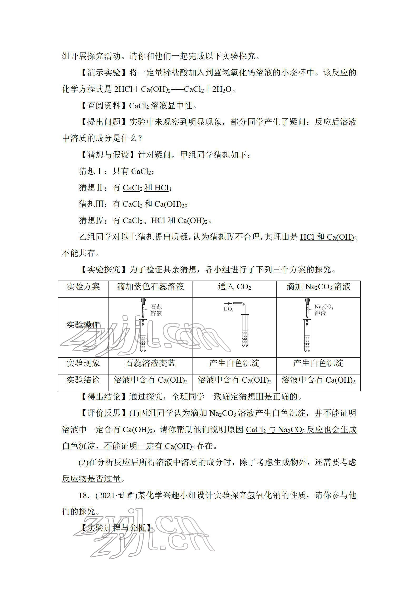 2022年中考復(fù)習(xí)指南長(zhǎng)江少年兒童出版社化學(xué)中考人教版 參考答案第48頁(yè)