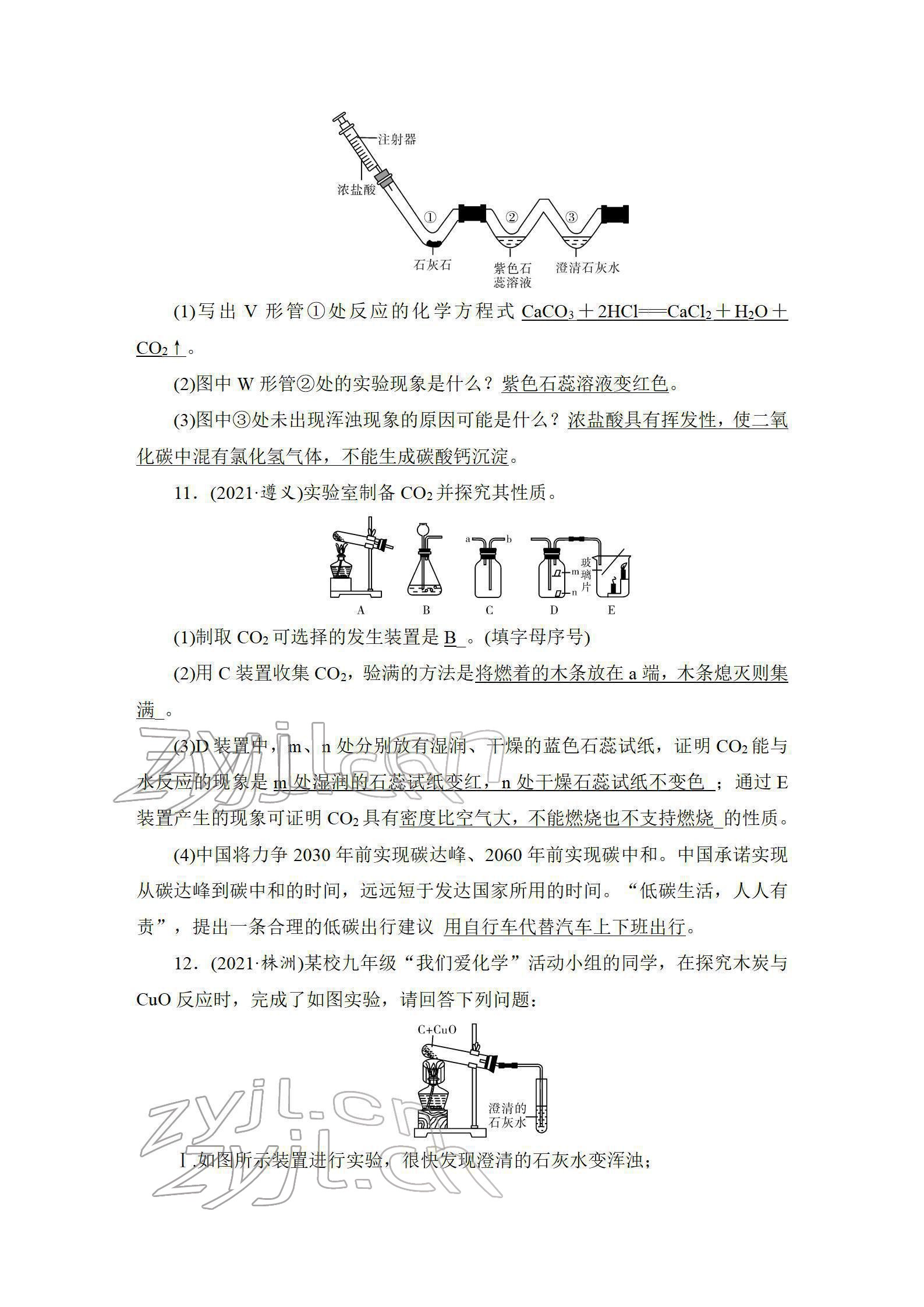 2022年中考復(fù)習(xí)指南長江少年兒童出版社化學(xué)中考人教版 參考答案第21頁