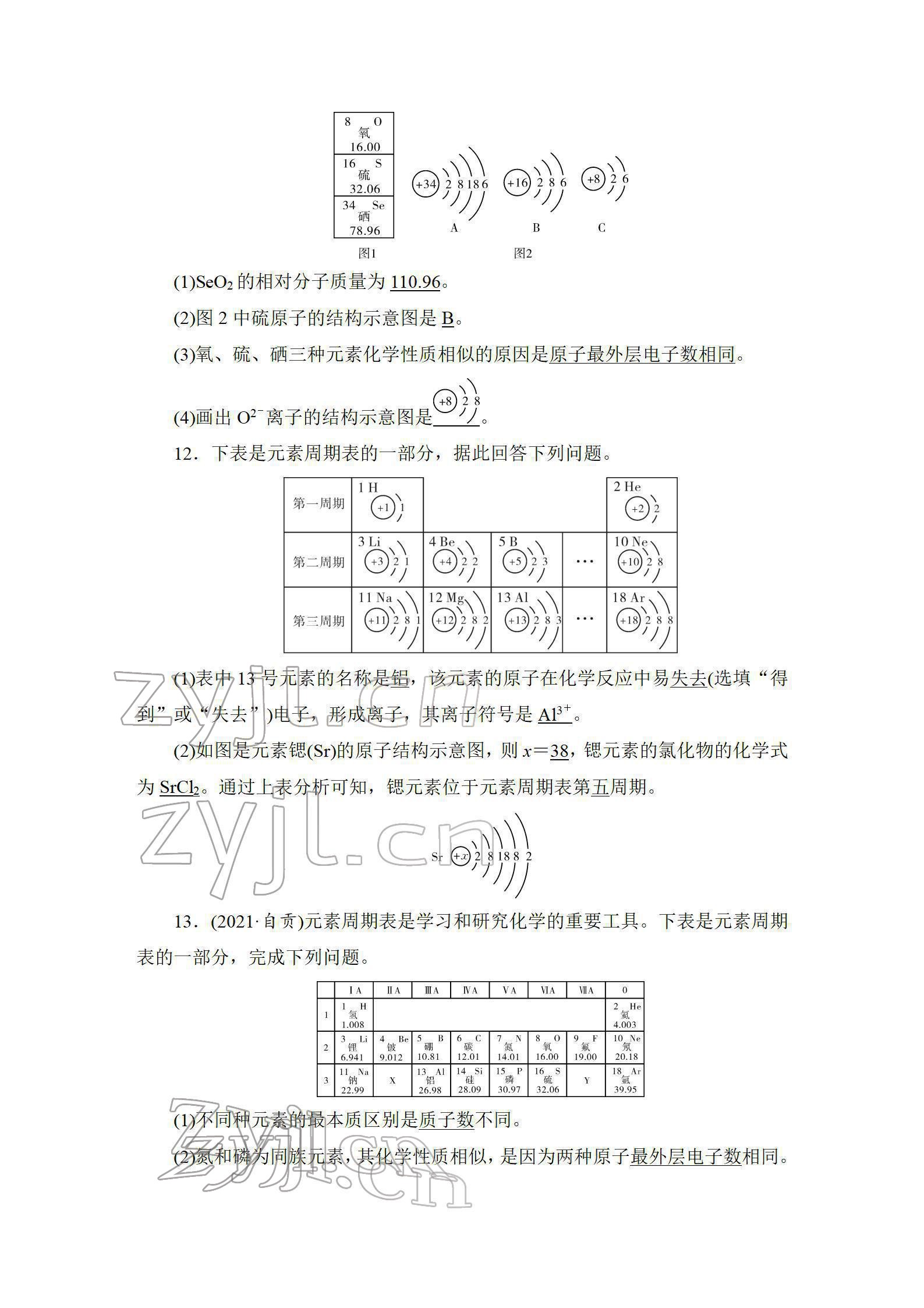 2022年中考復習指南長江少年兒童出版社化學中考人教版 參考答案第8頁