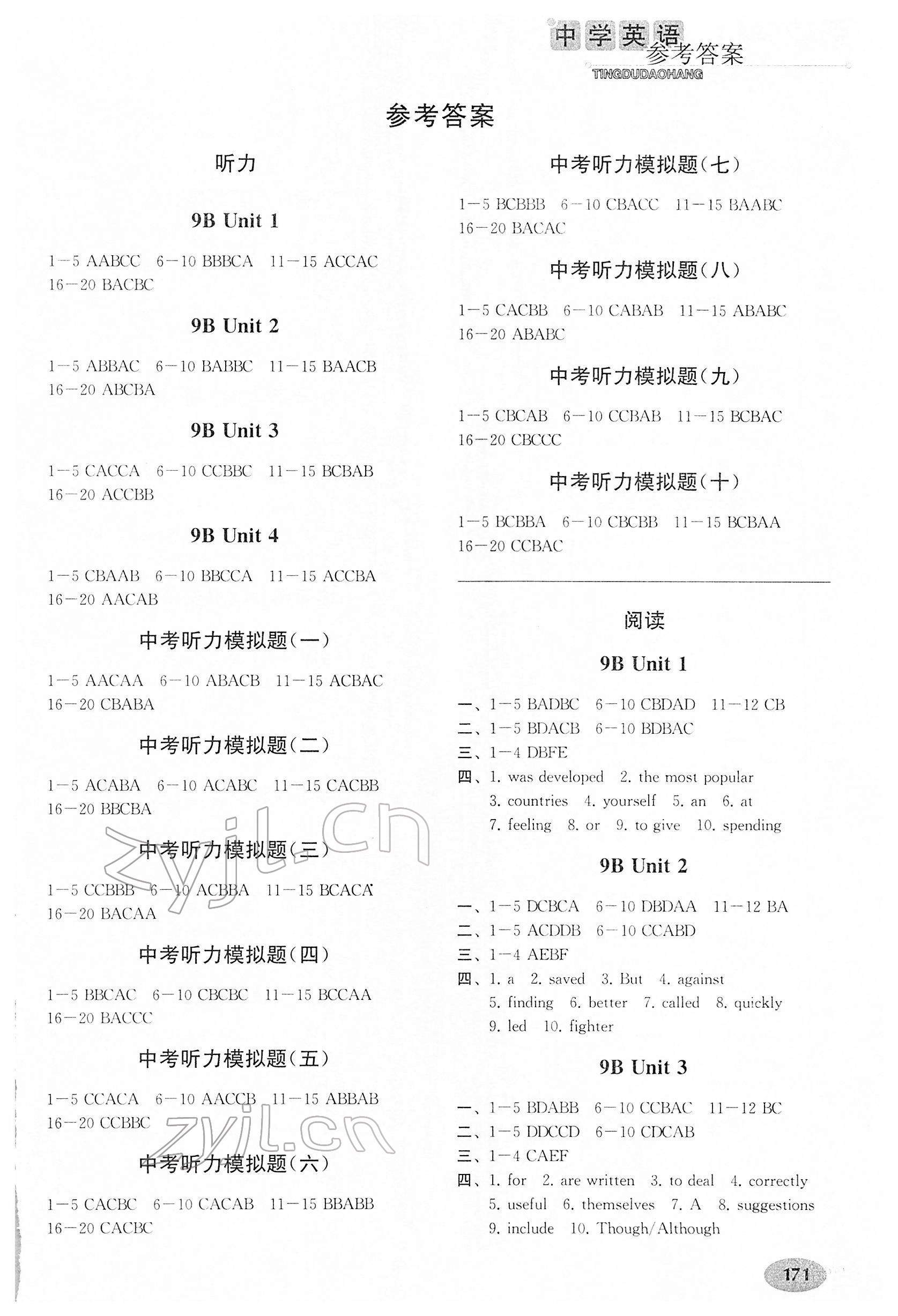 2022年中學(xué)英語聽讀導(dǎo)航九年級(jí)下冊 第1頁