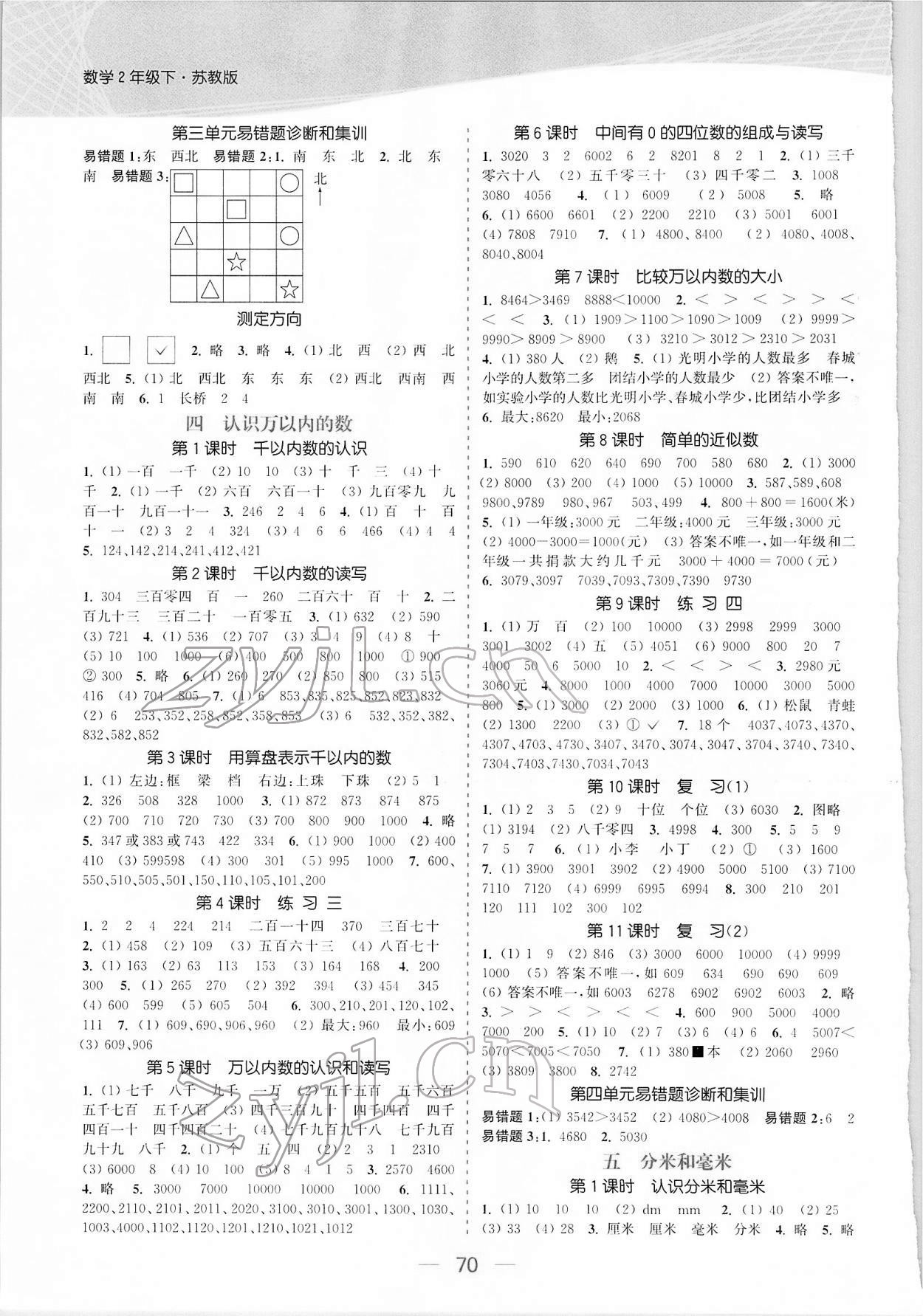 2022年金色課堂課時(shí)作業(yè)本二年級(jí)數(shù)學(xué)下冊(cè)江蘇版 參考答案第2頁(yè)