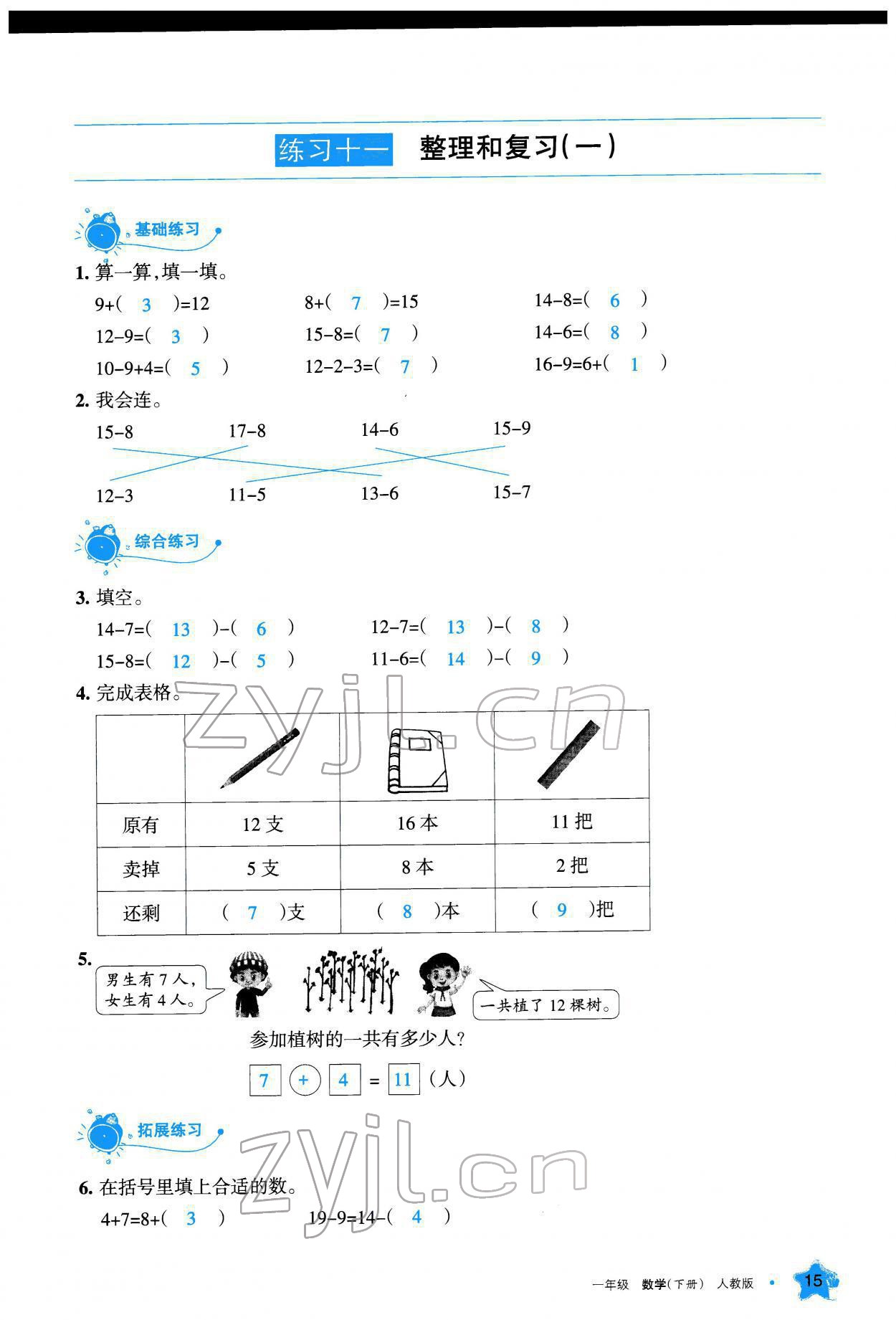 2022年學(xué)習(xí)之友一年級數(shù)學(xué)下冊人教版 參考答案第16頁