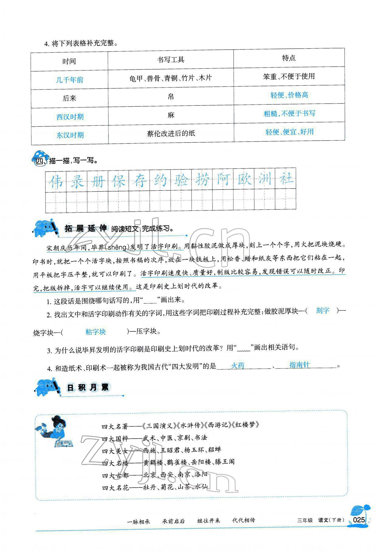 2022年學(xué)習(xí)之友三年級(jí)語(yǔ)文下冊(cè)人教版 參考答案第24頁(yè)