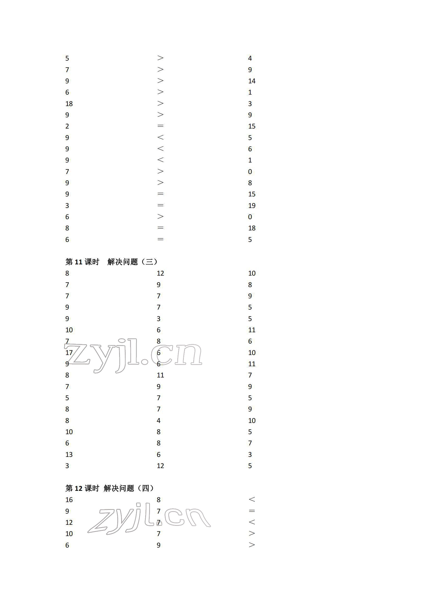 2022年小學數(shù)學口算速算心算一年級下冊人教版 參考答案第7頁