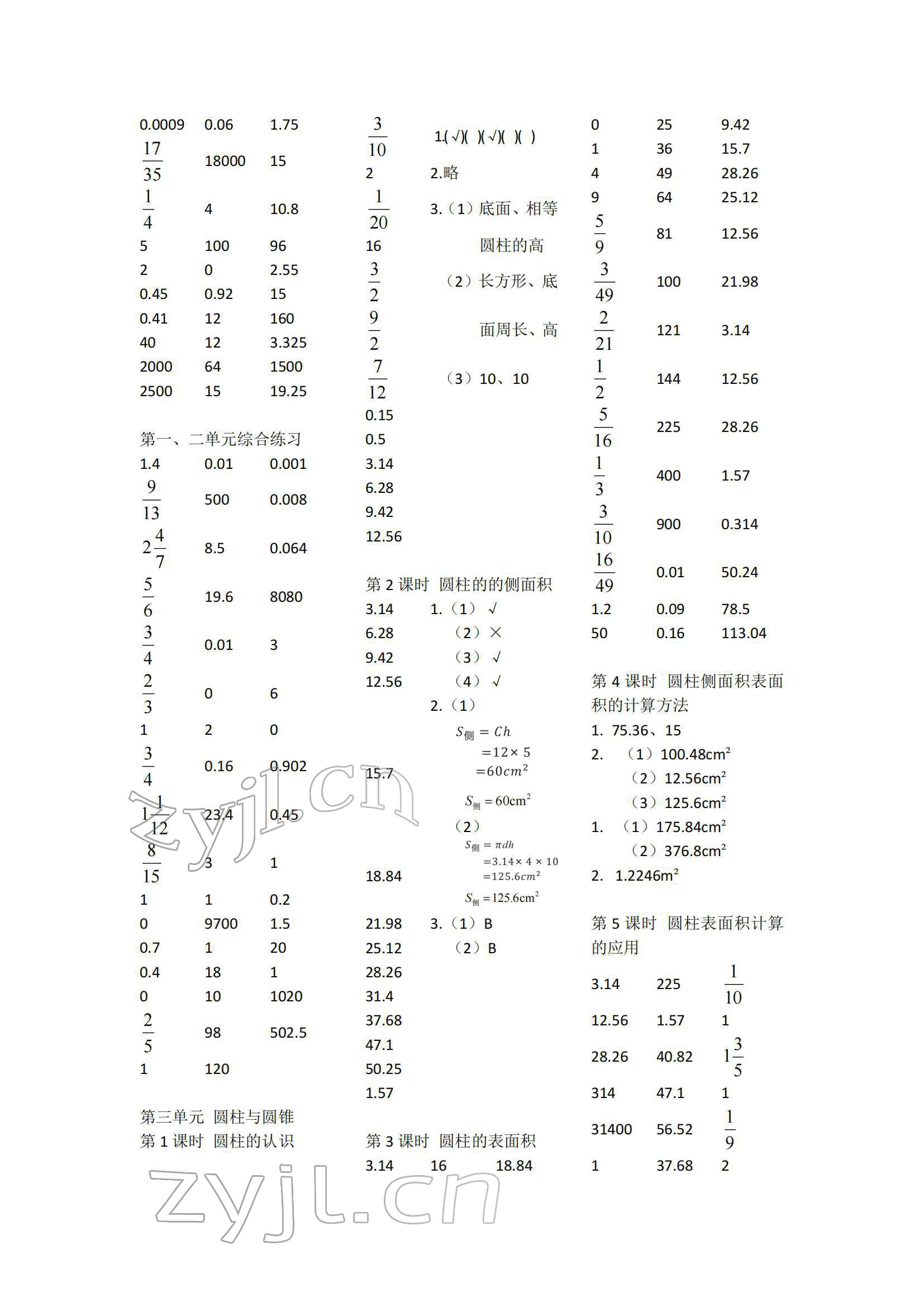 2022年小學(xué)數(shù)學(xué)口算速算心算六年級下冊人教版 參考答案第2頁