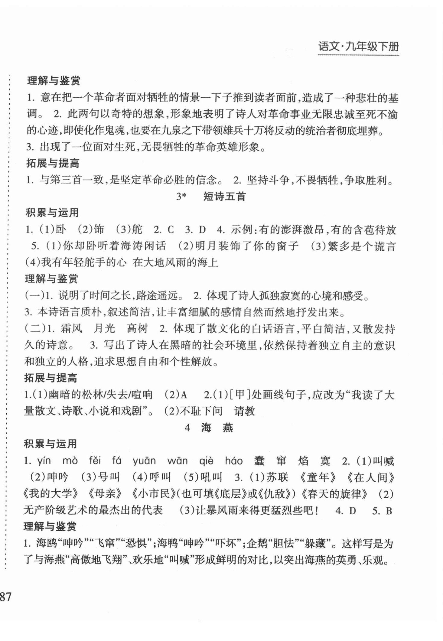 2022年新課程課堂同步練習(xí)冊九年級語文下冊人教版 第2頁