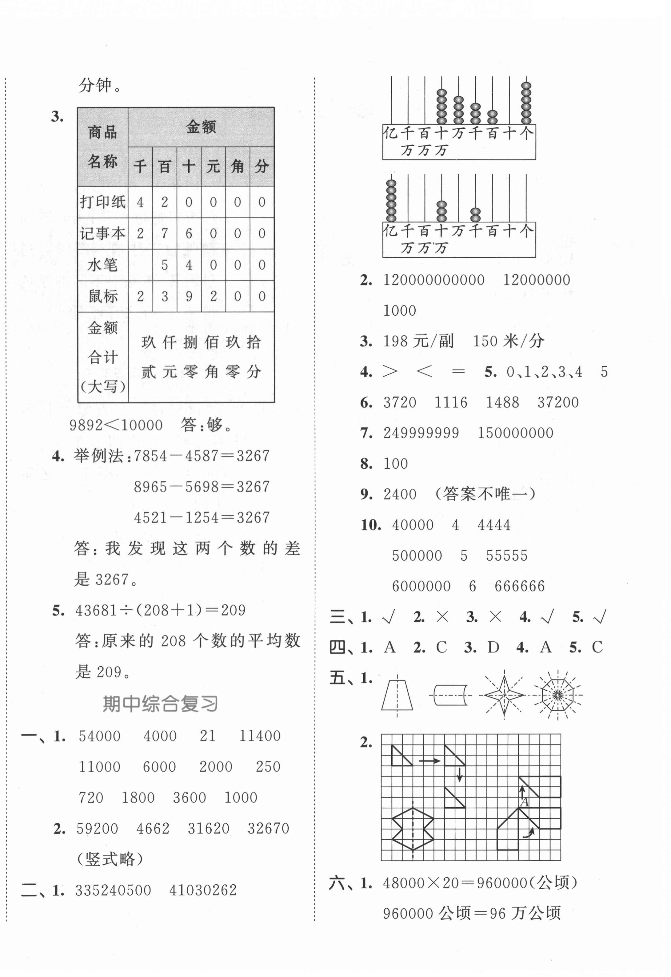 2022年53全優(yōu)卷四年級(jí)數(shù)學(xué)下冊(cè)蘇教版 第4頁