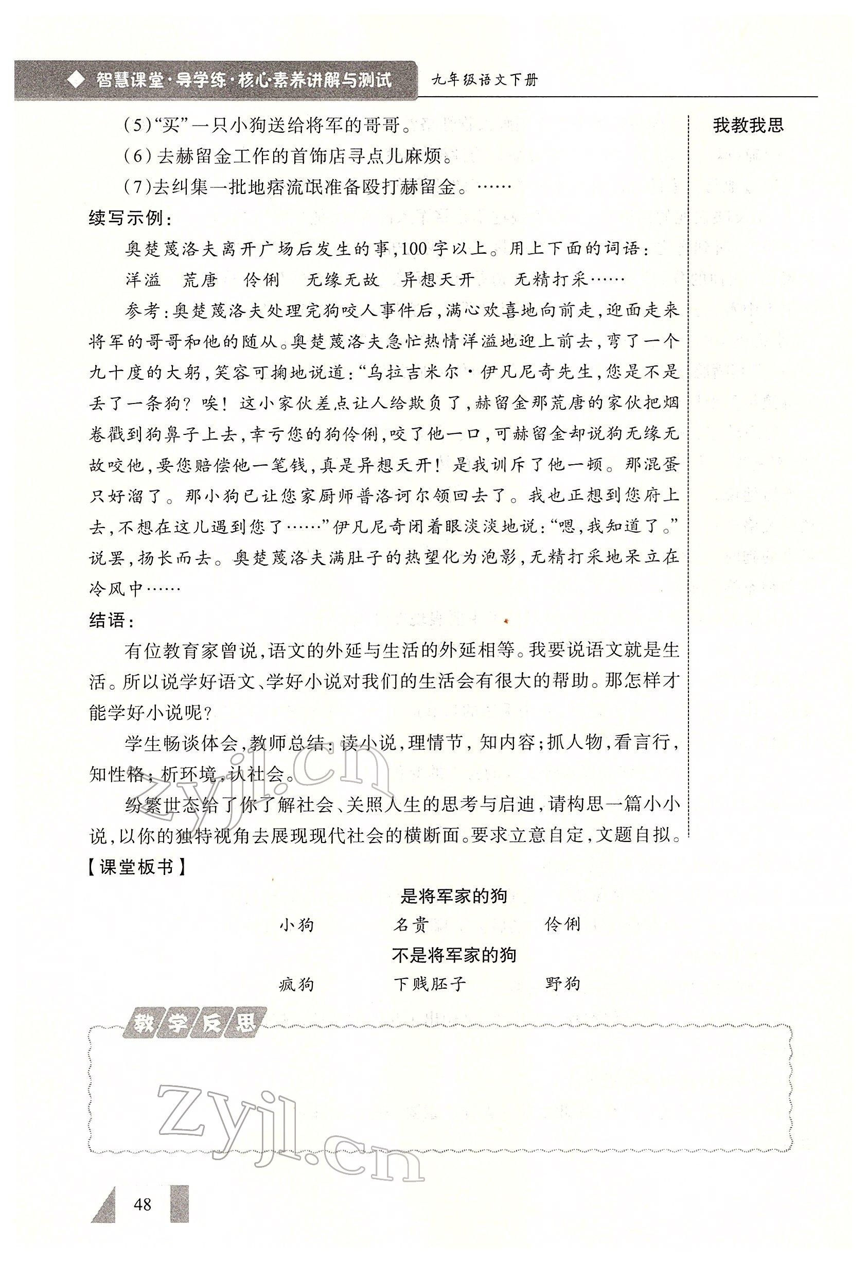 2022年智慧課堂九年級(jí)語(yǔ)文下冊(cè)人教版 參考答案第48頁(yè)