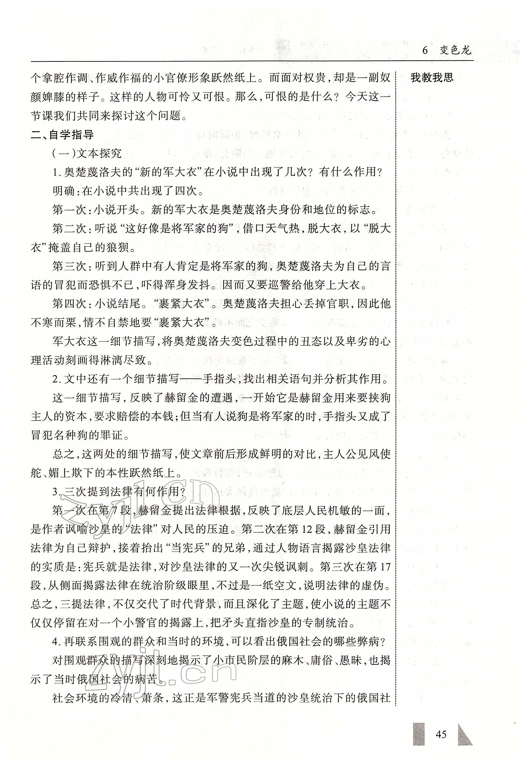 2022年智慧課堂九年級語文下冊人教版 參考答案第45頁