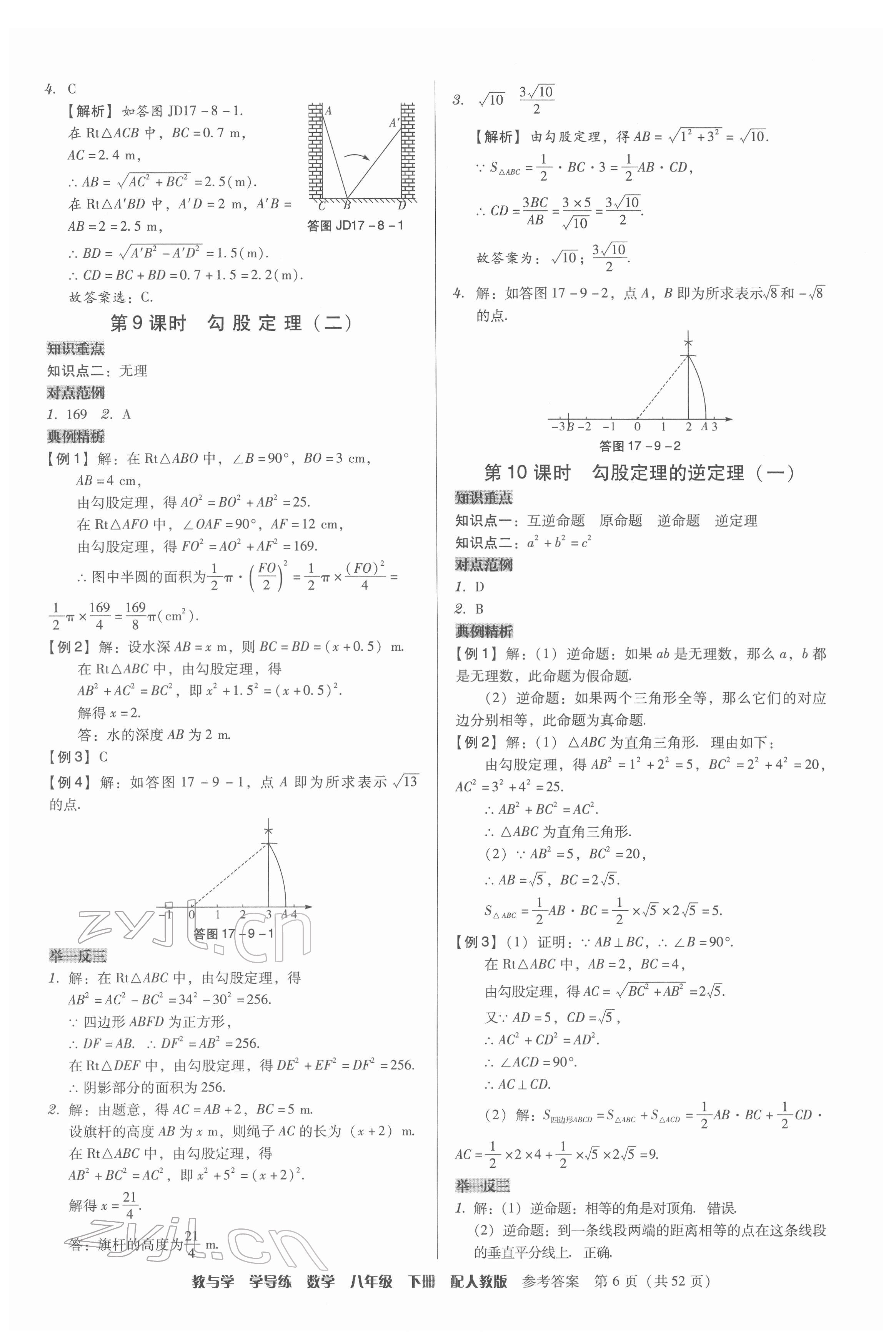 2022年教與學(xué)學(xué)導(dǎo)練八年級數(shù)學(xué)下冊人教版 參考答案第6頁