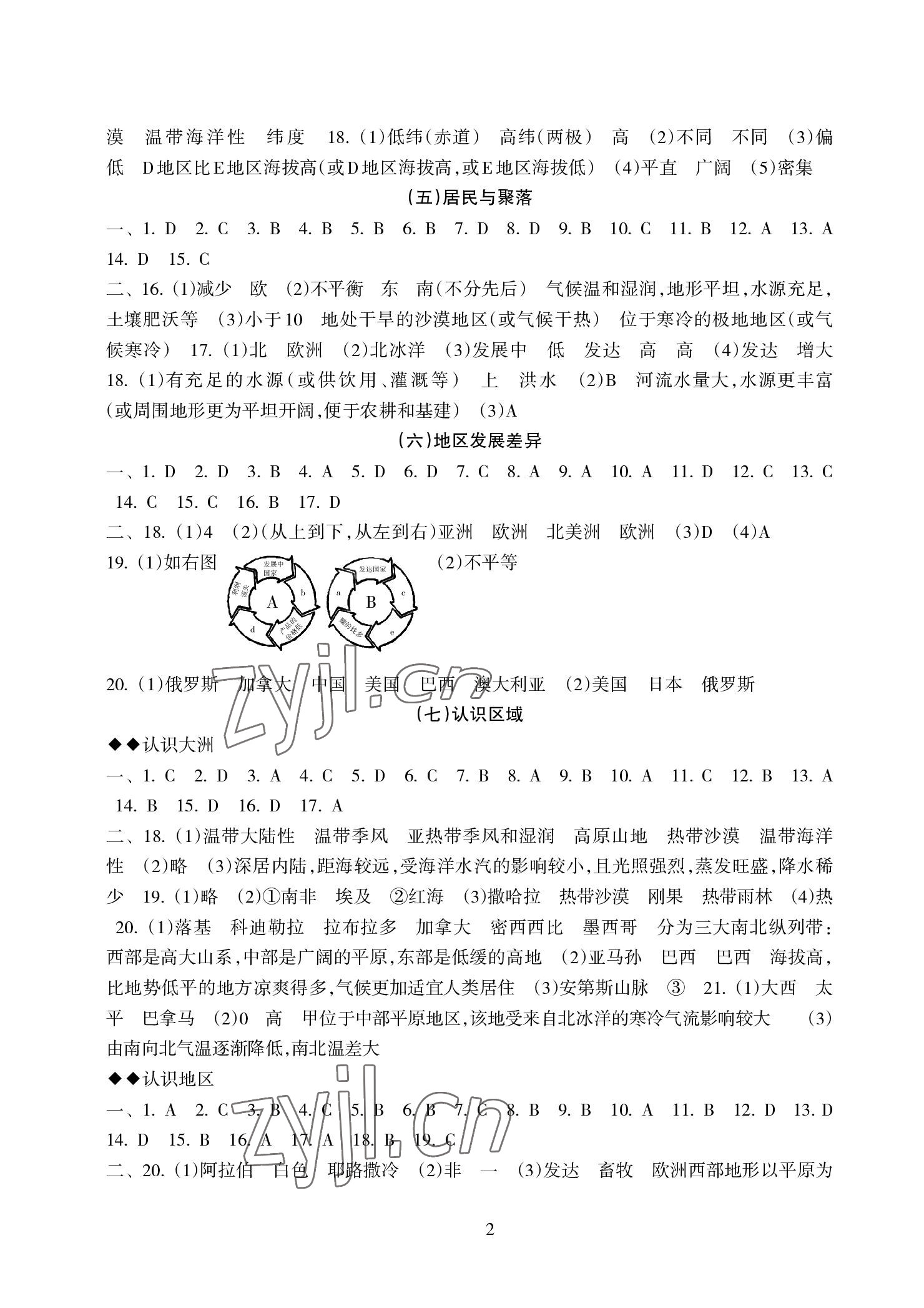 2022年新课程初中毕业达标指导地理 参考答案第2页