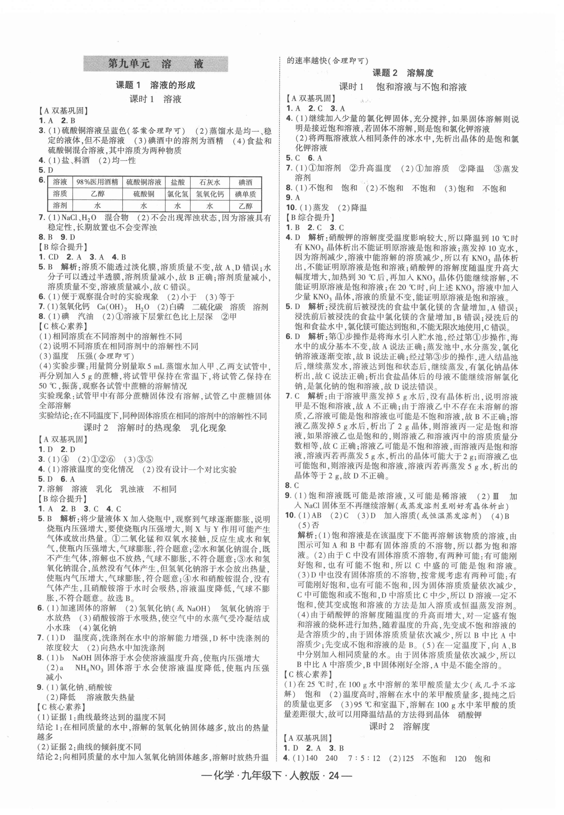 2022年学霸课时作业九年级化学下册人教版 第4页