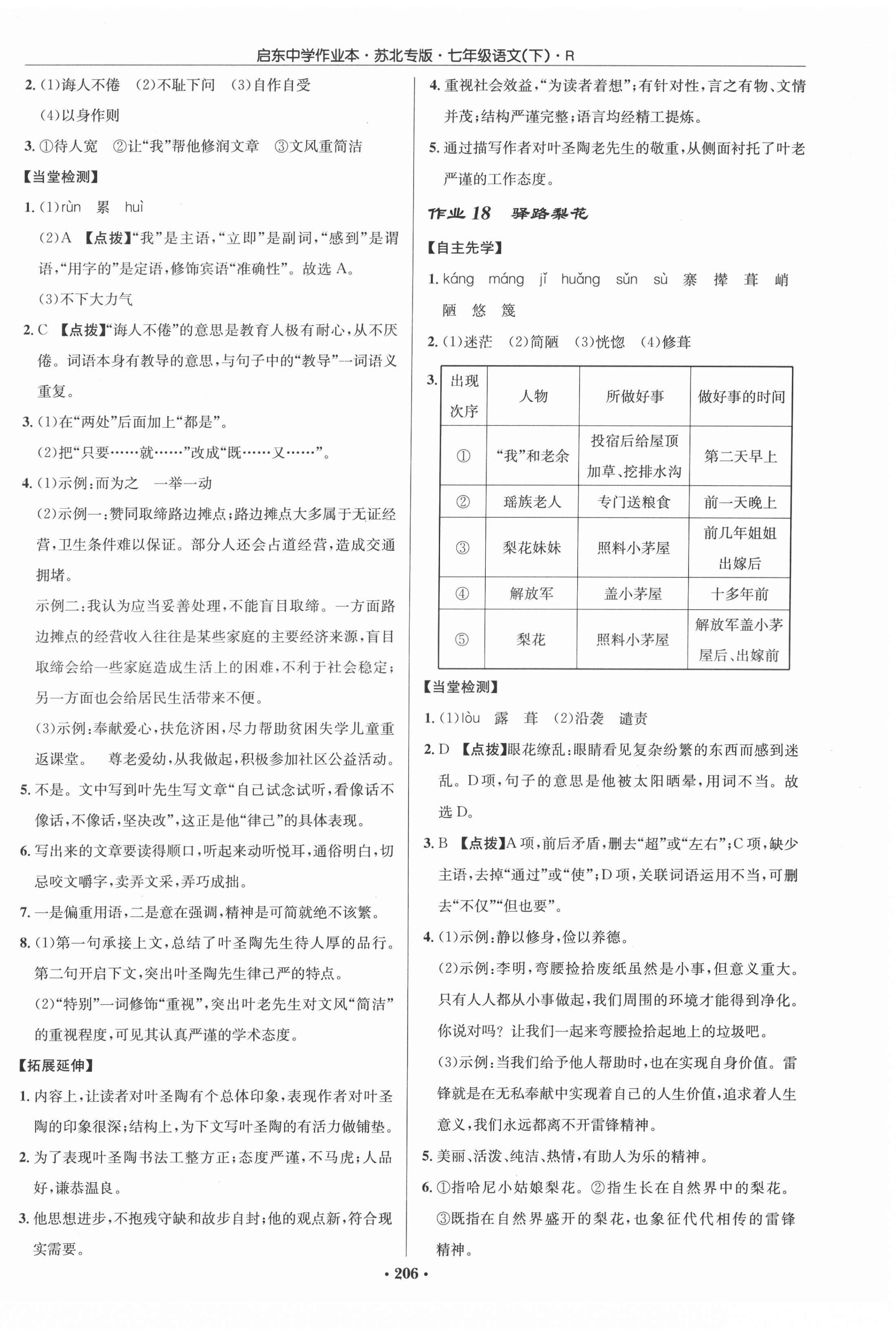 2022年啟東中學(xué)作業(yè)本七年級(jí)語(yǔ)文下冊(cè)人教版蘇北專(zhuān)版 參考答案第10頁(yè)