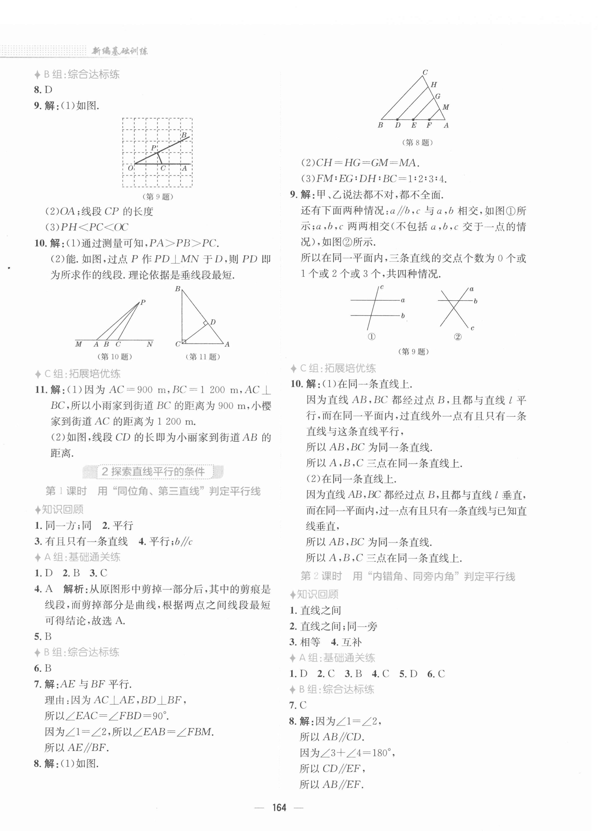 2022年新編基礎(chǔ)訓(xùn)練七年級數(shù)學(xué)下冊北師大版 參考答案第8頁