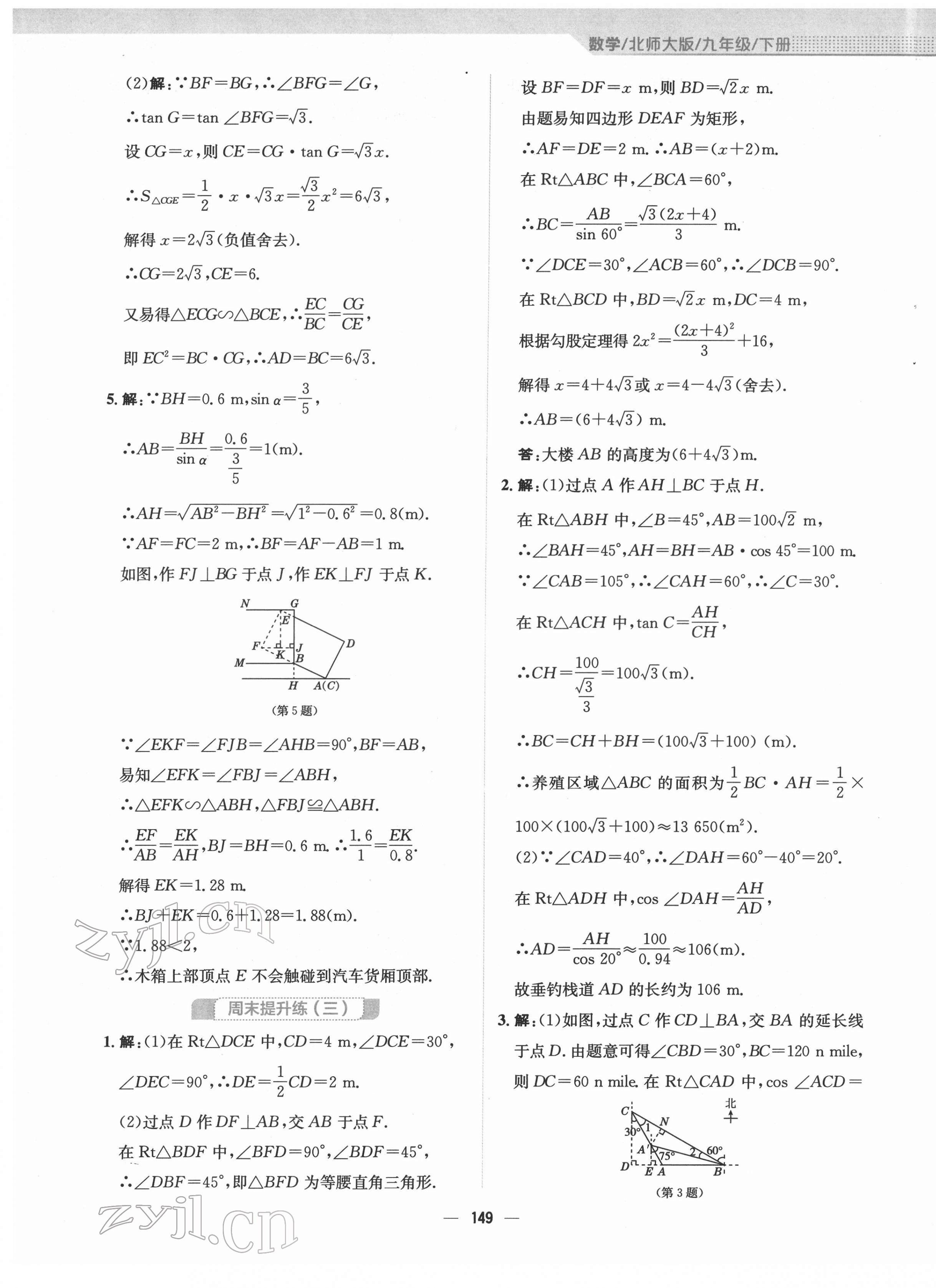 2022年新編基礎訓練九年級數(shù)學下冊北師大版 參考答案第13頁