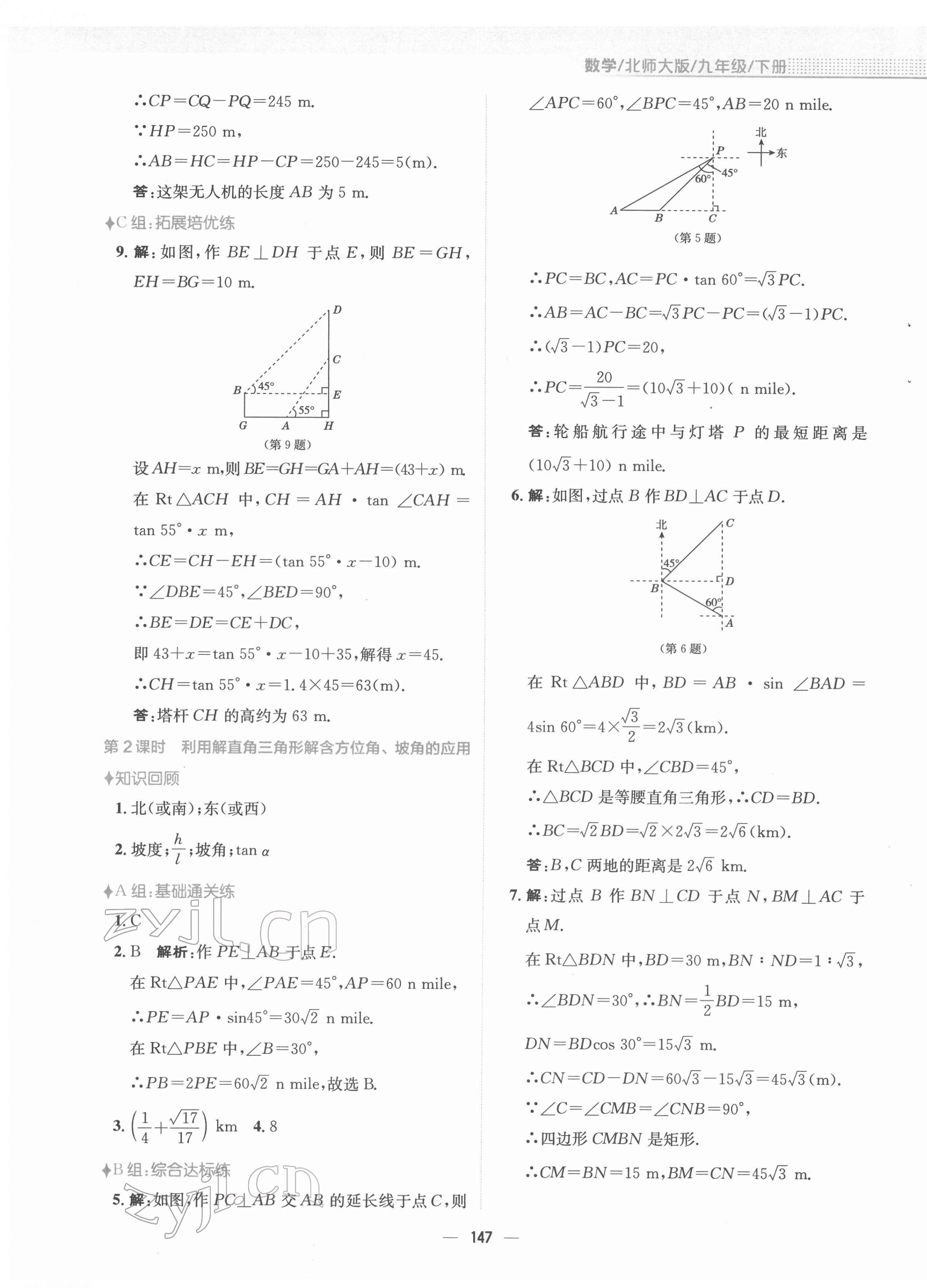 2022年新編基礎訓練九年級數(shù)學下冊北師大版 參考答案第11頁