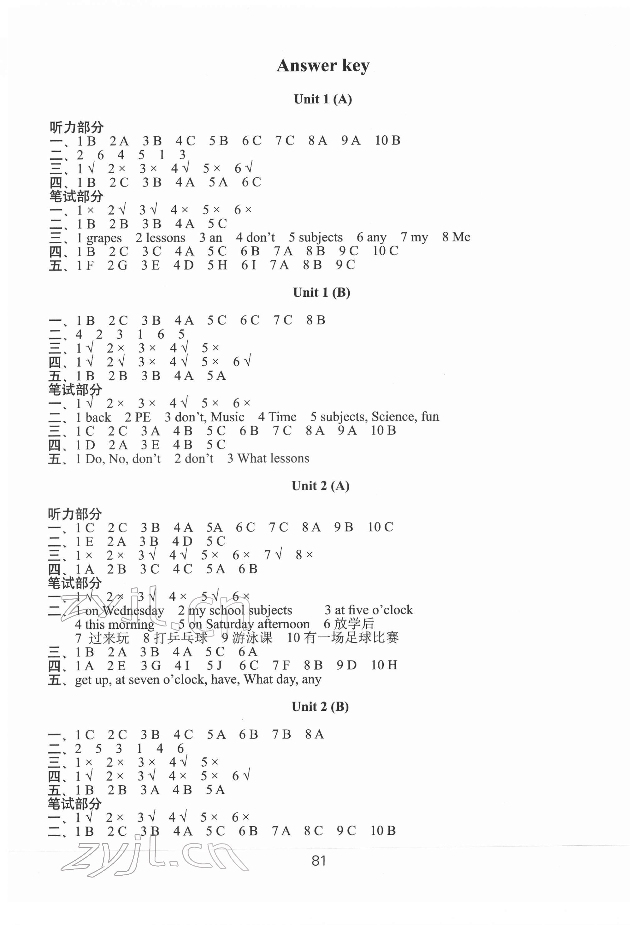 2022年課課練小學(xué)英語AB卷四年級(jí)下冊(cè)升級(jí)版 第1頁