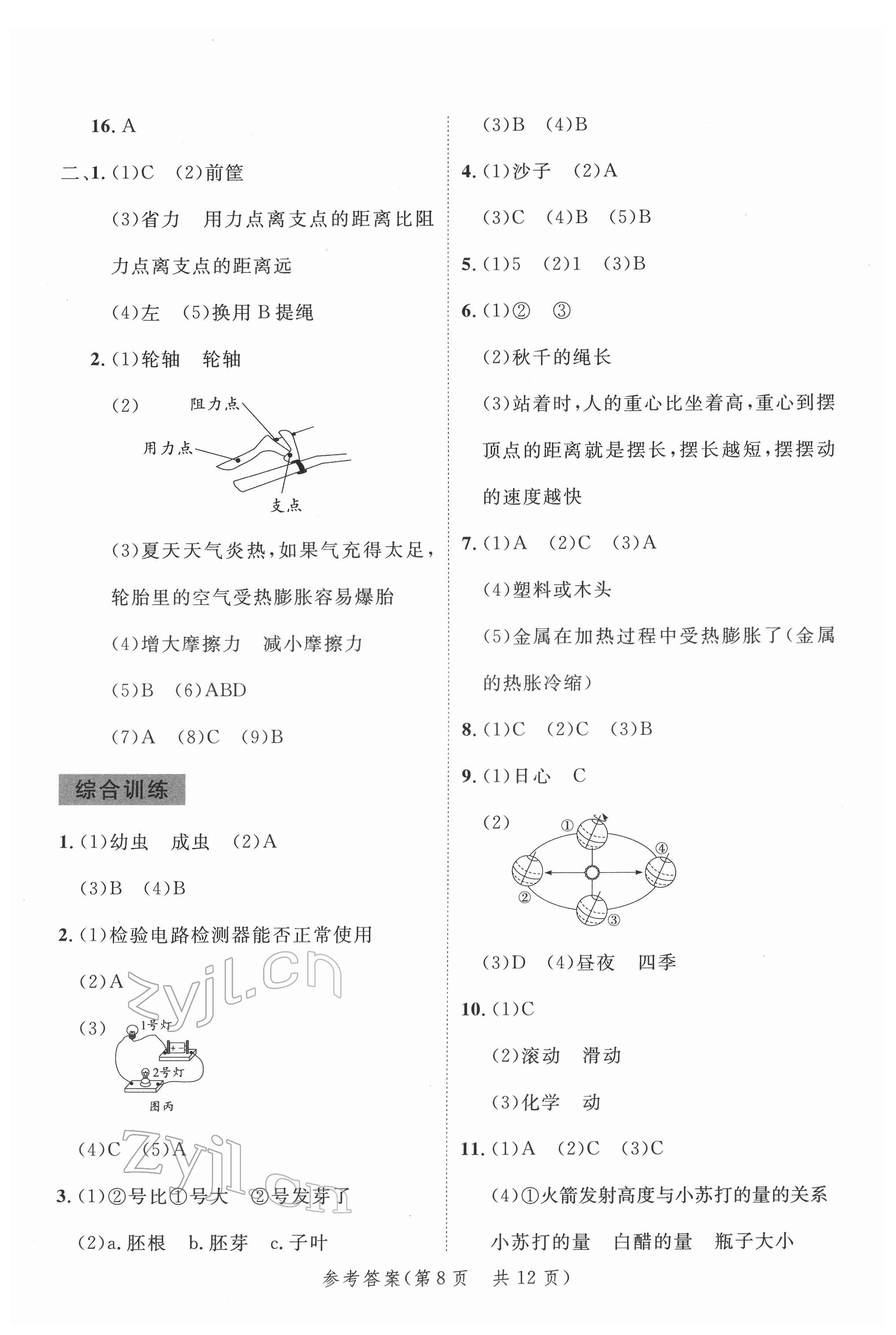 2022年新領(lǐng)程小學(xué)總復(fù)習(xí)高效練案科學(xué) 第8頁