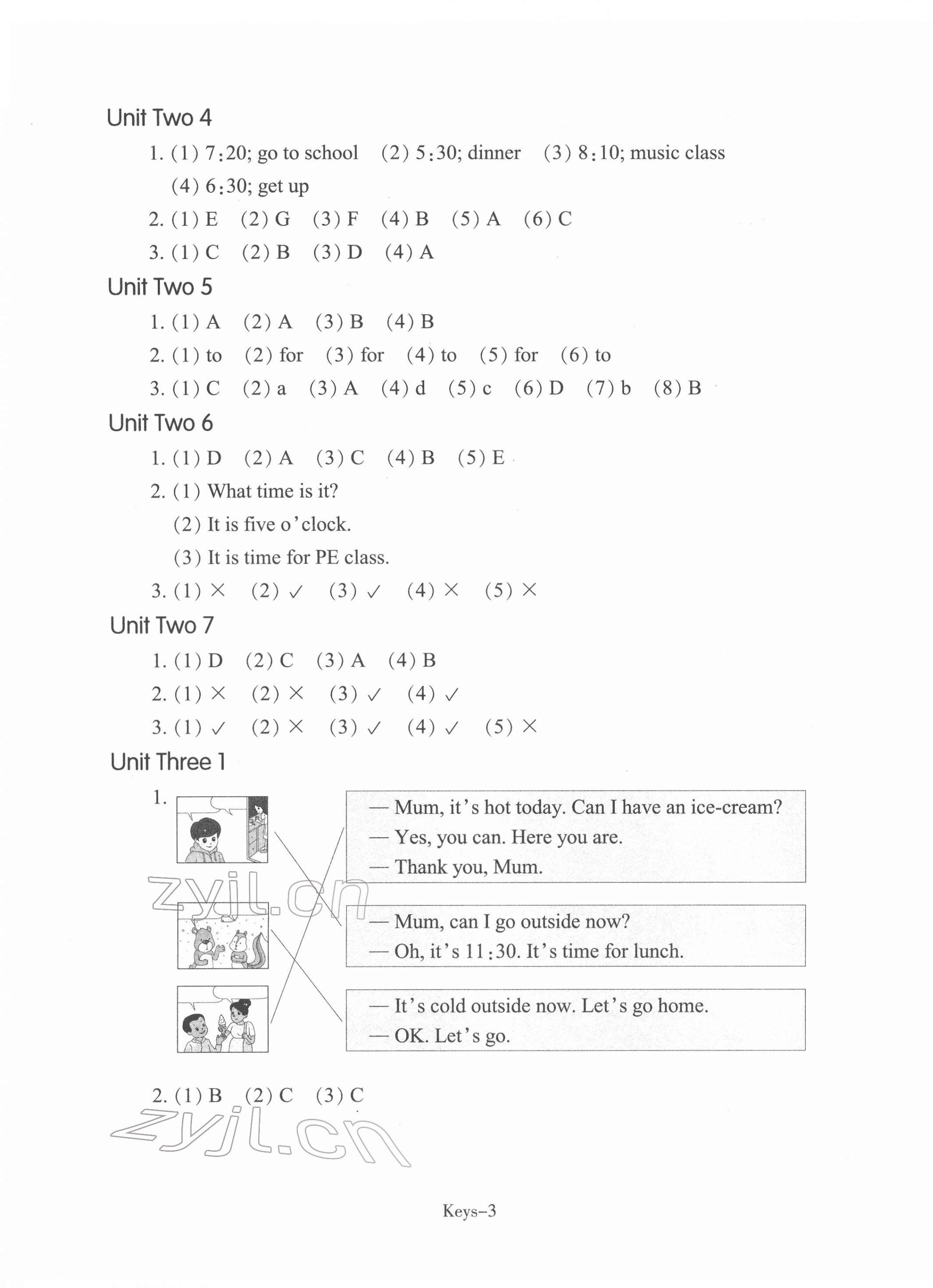 2022年每課一練浙江少年兒童出版社四年級英語下冊人教版 參考答案第3頁