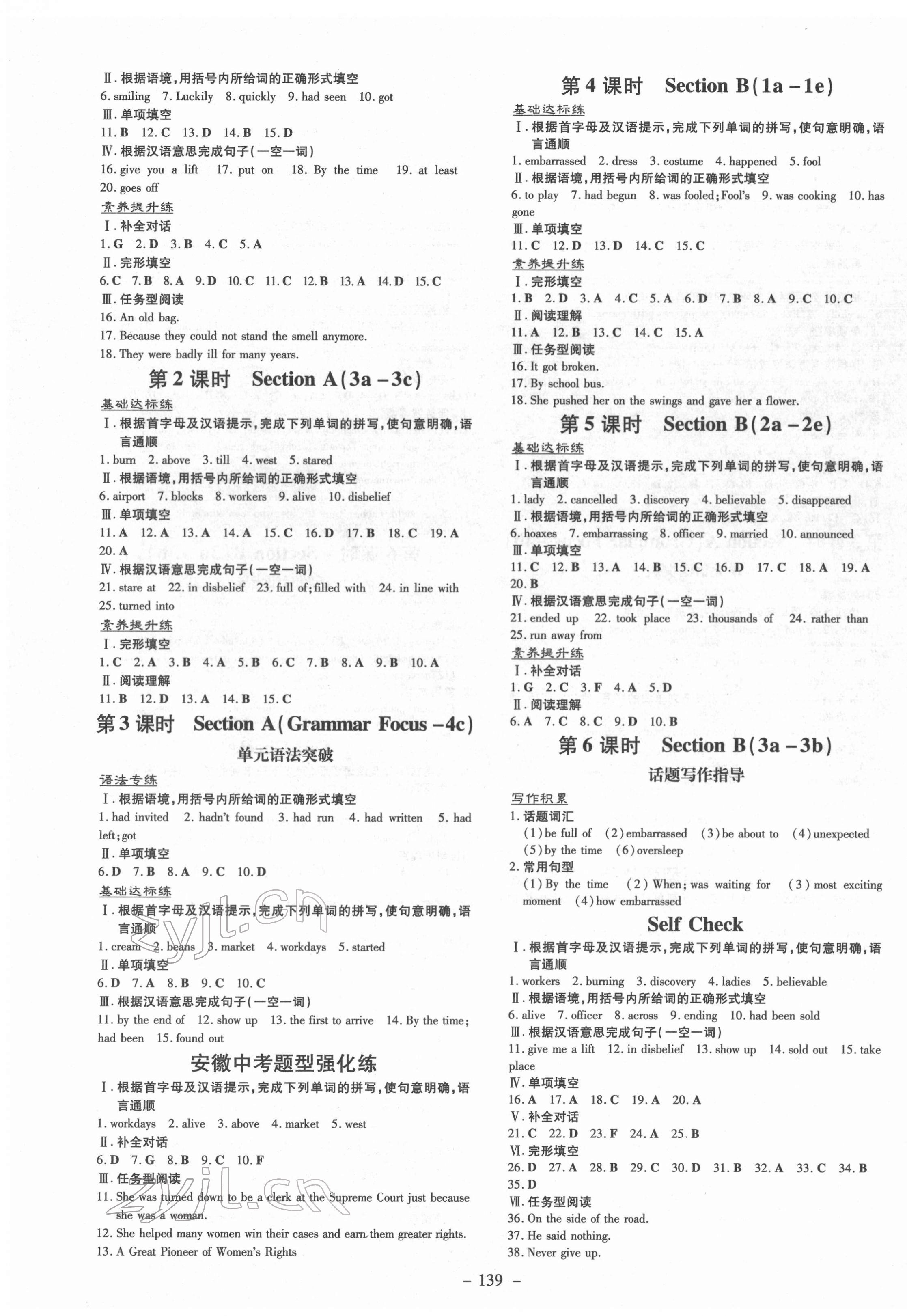 2022年练案九年级英语下册人教版安徽专版 第3页