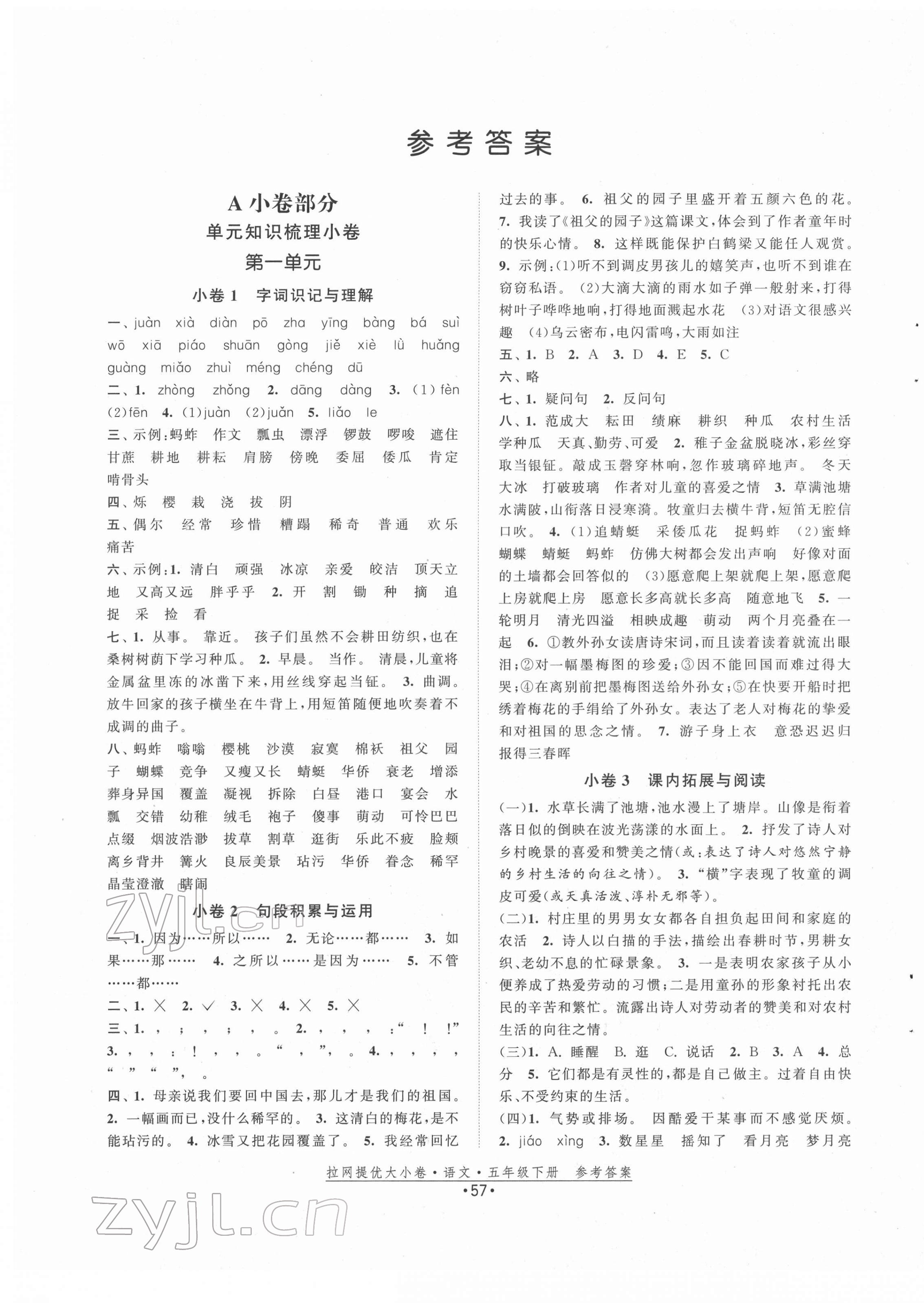 2022年拉網(wǎng)提優(yōu)大小卷五年級(jí)語(yǔ)文下冊(cè)人教版 第1頁(yè)