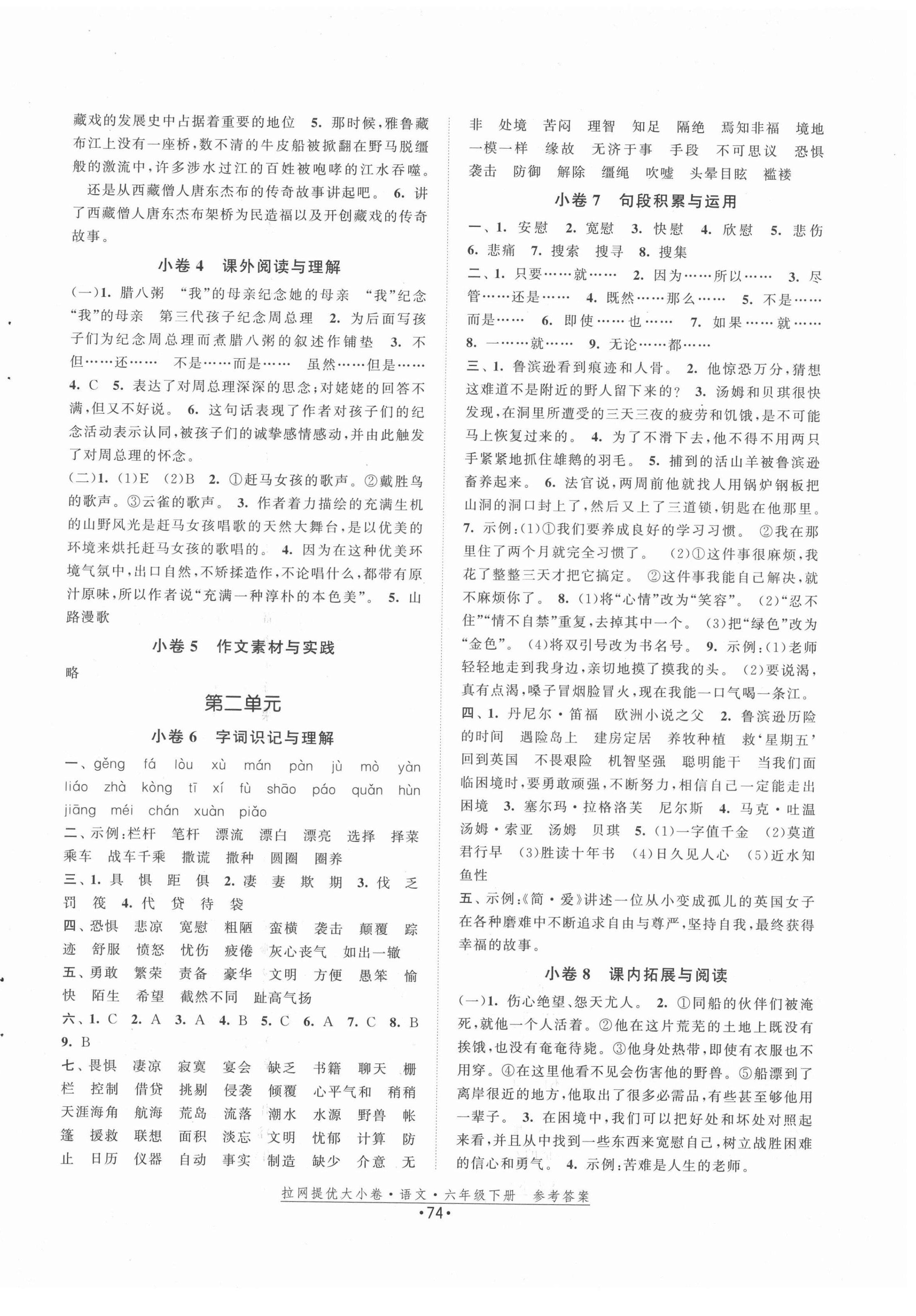 2022年拉網(wǎng)提優(yōu)大小卷六年級語文下冊人教版 第2頁