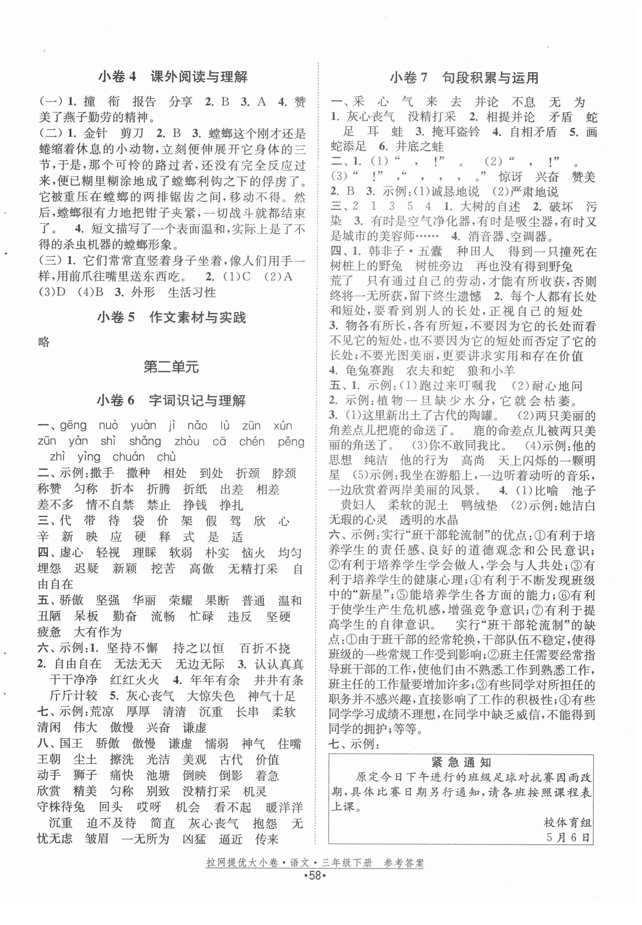 2022年拉網(wǎng)提優(yōu)大小卷三年級語文下冊人教版 第2頁
