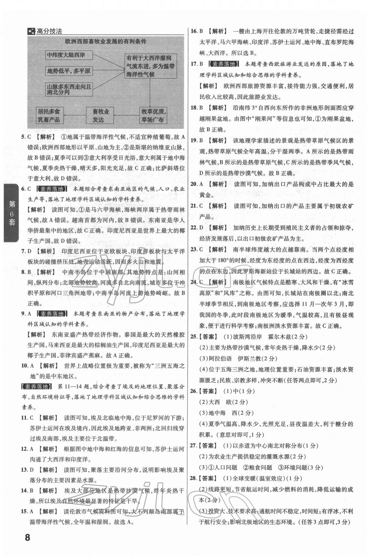 2022年金考卷江西中考45套匯編地理人教版 參考答案第8頁