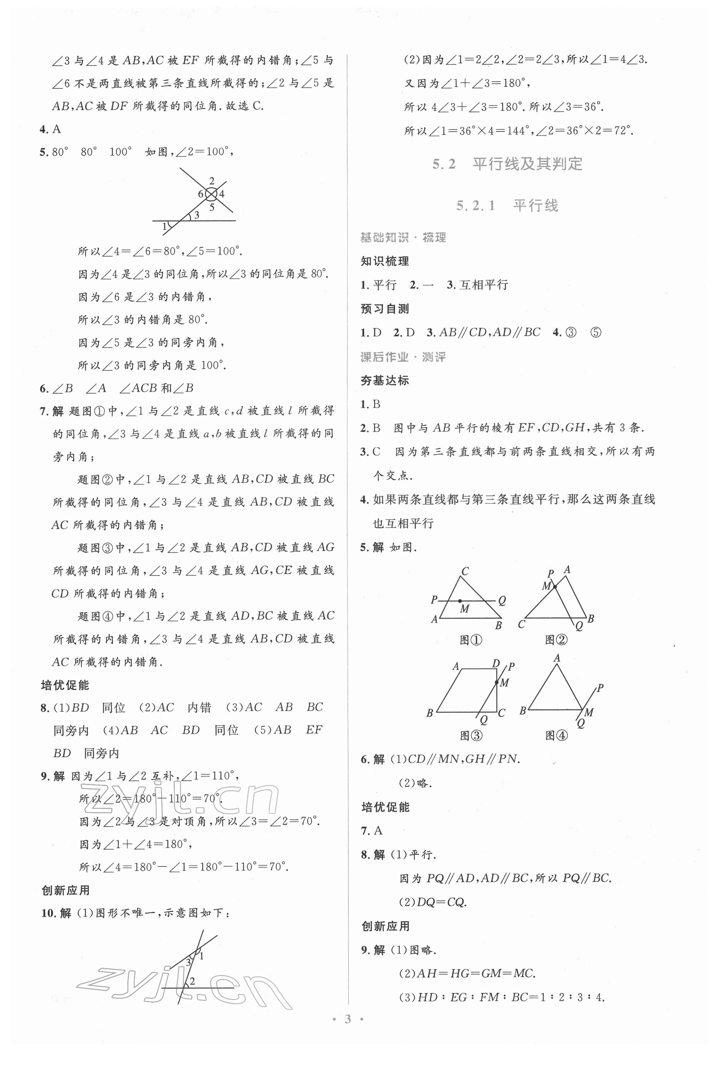 2022年人教金學(xué)典同步解析與測評學(xué)考練七年級數(shù)學(xué)下冊人教版 參考答案第3頁