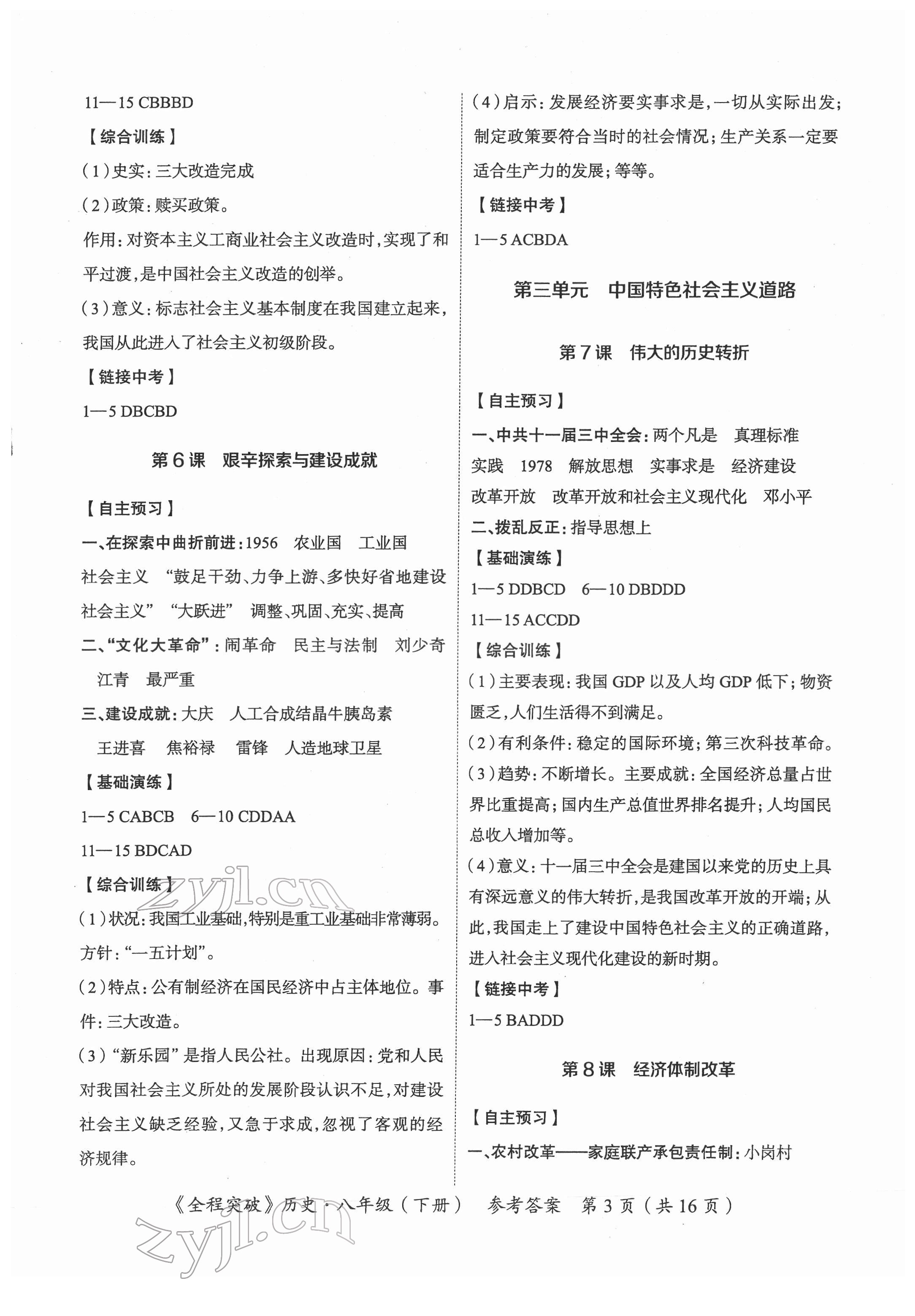 2022年全程突破八年級歷史下冊人教版 第3頁